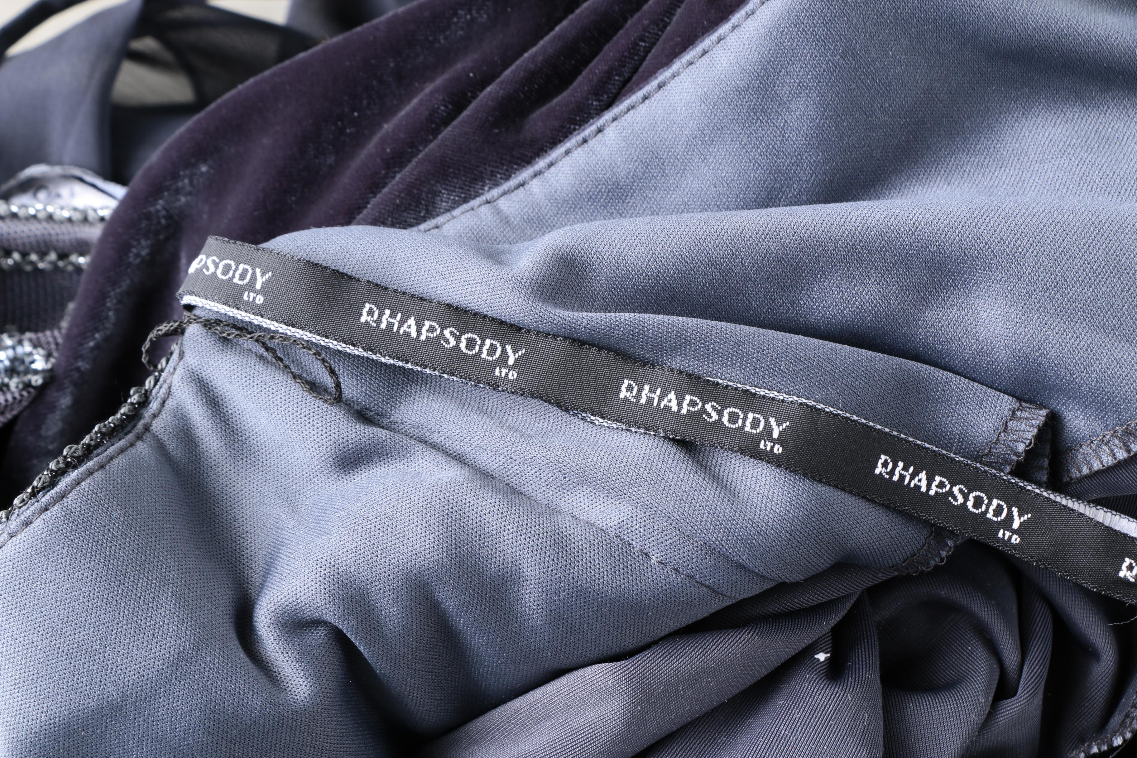 Women's Rhapsody Ltd. Beaded Velvet Evening Gown with Matching Scarf