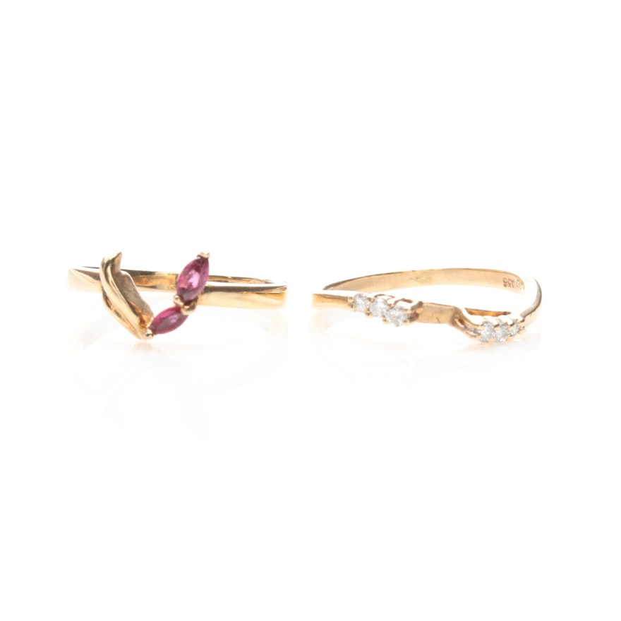 10K Yellow Gold Ruby and Diamond Ring Jacket Selection