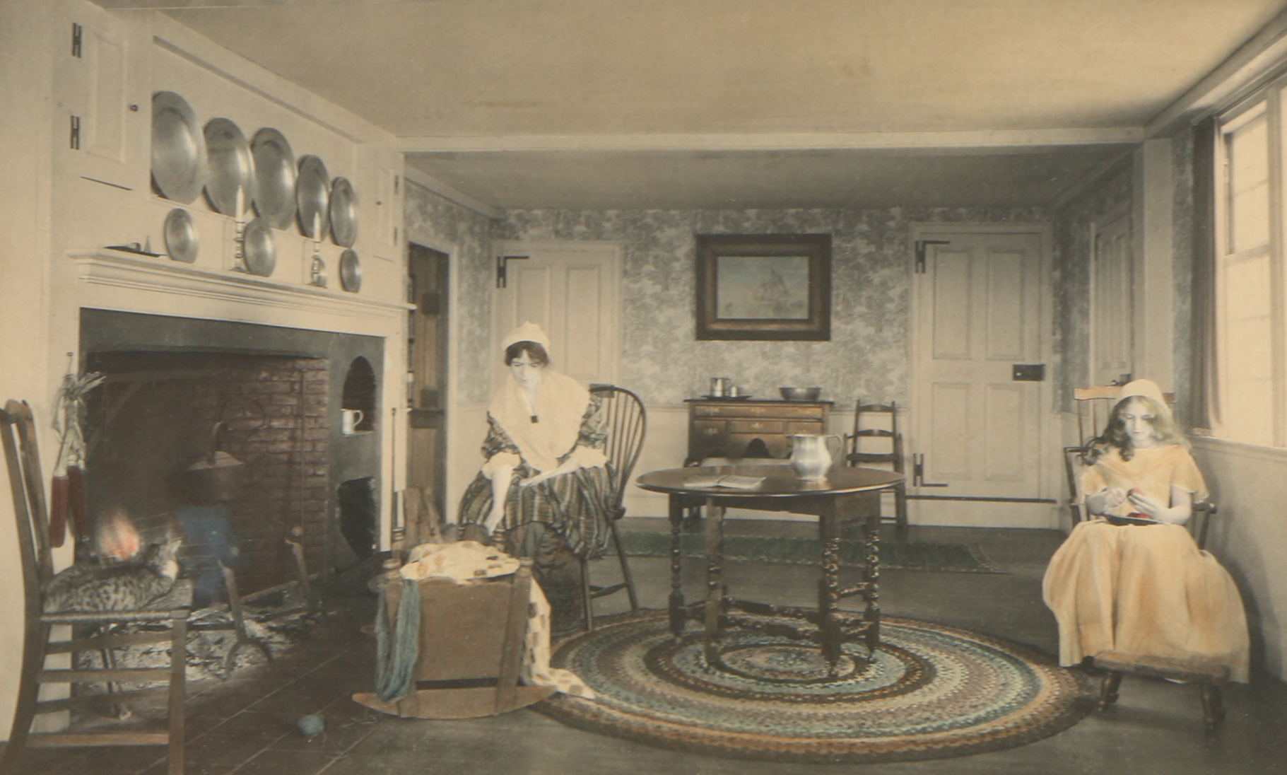 Wallace Nutting Hand-Colored Photograph "The Ancestral Cradle"