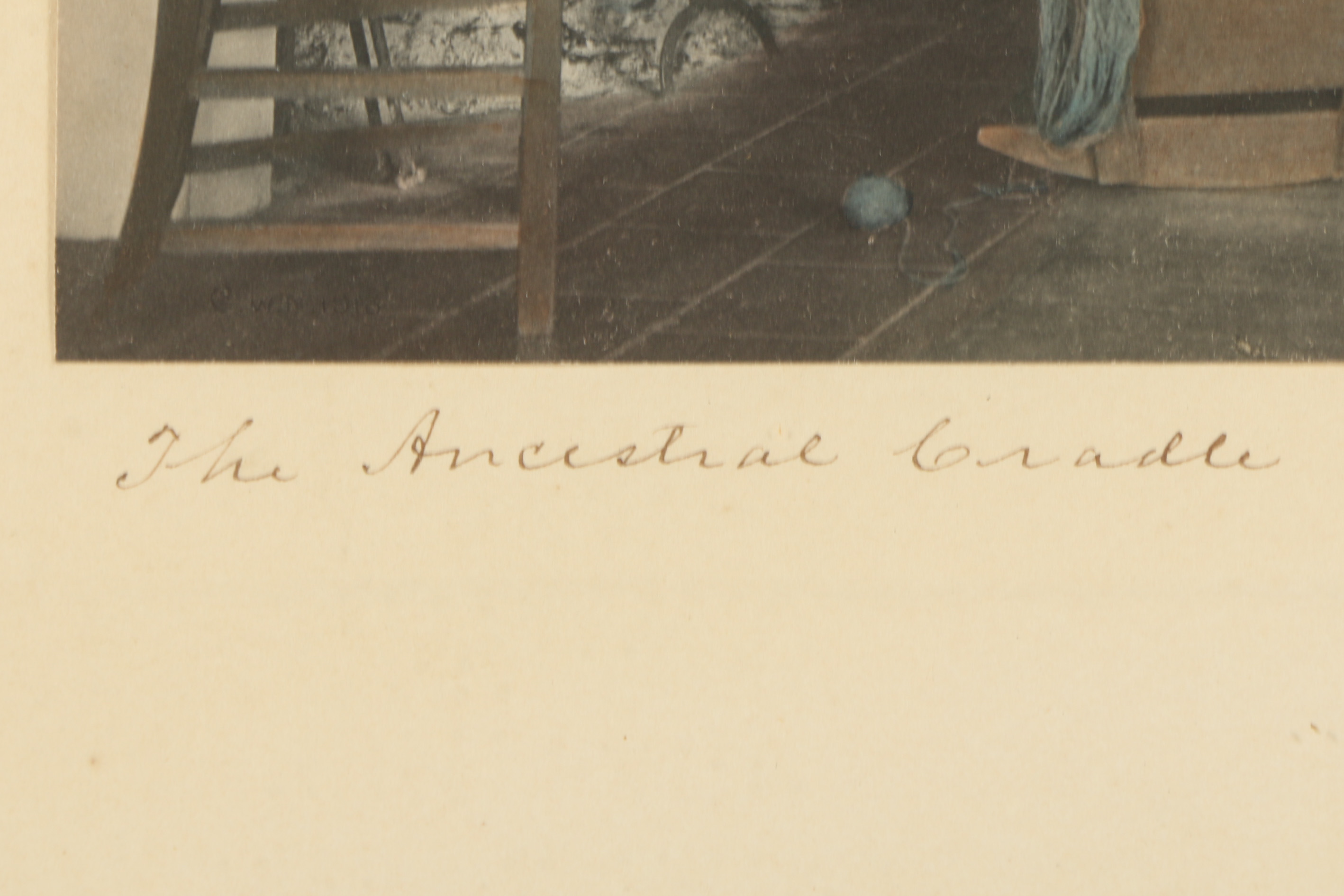 Wallace Nutting Hand-Colored Photograph "The Ancestral Cradle"
