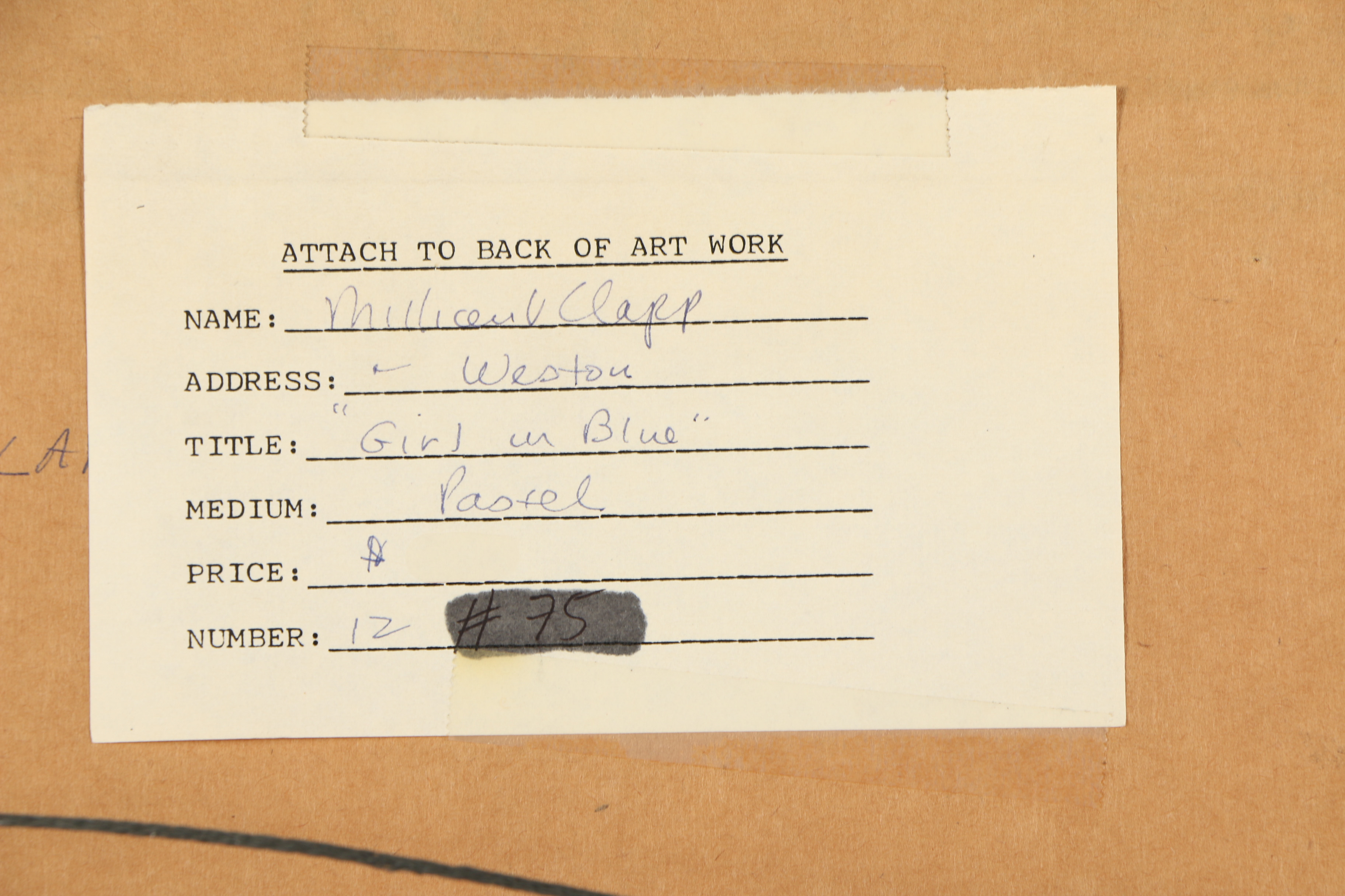 Maud Millicent Clapp Pastel Drawing "Girl in Blue"