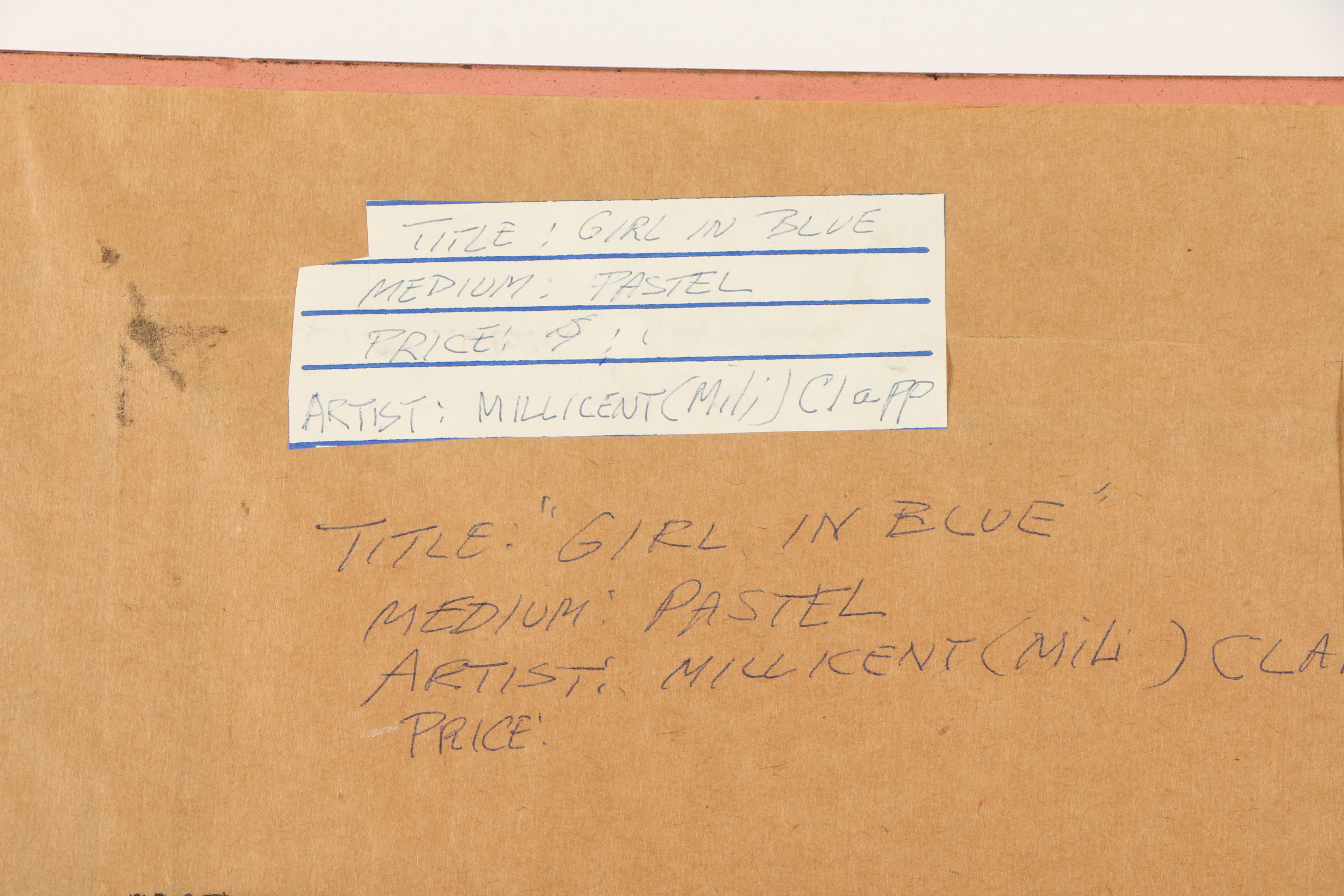 Maud Millicent Clapp Pastel Drawing "Girl in Blue"