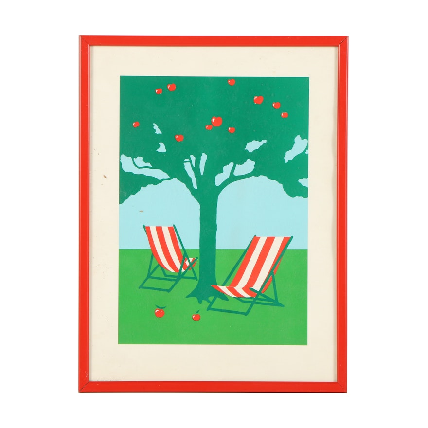 Serigraph After Richard Akerman "Two Deck Chairs"