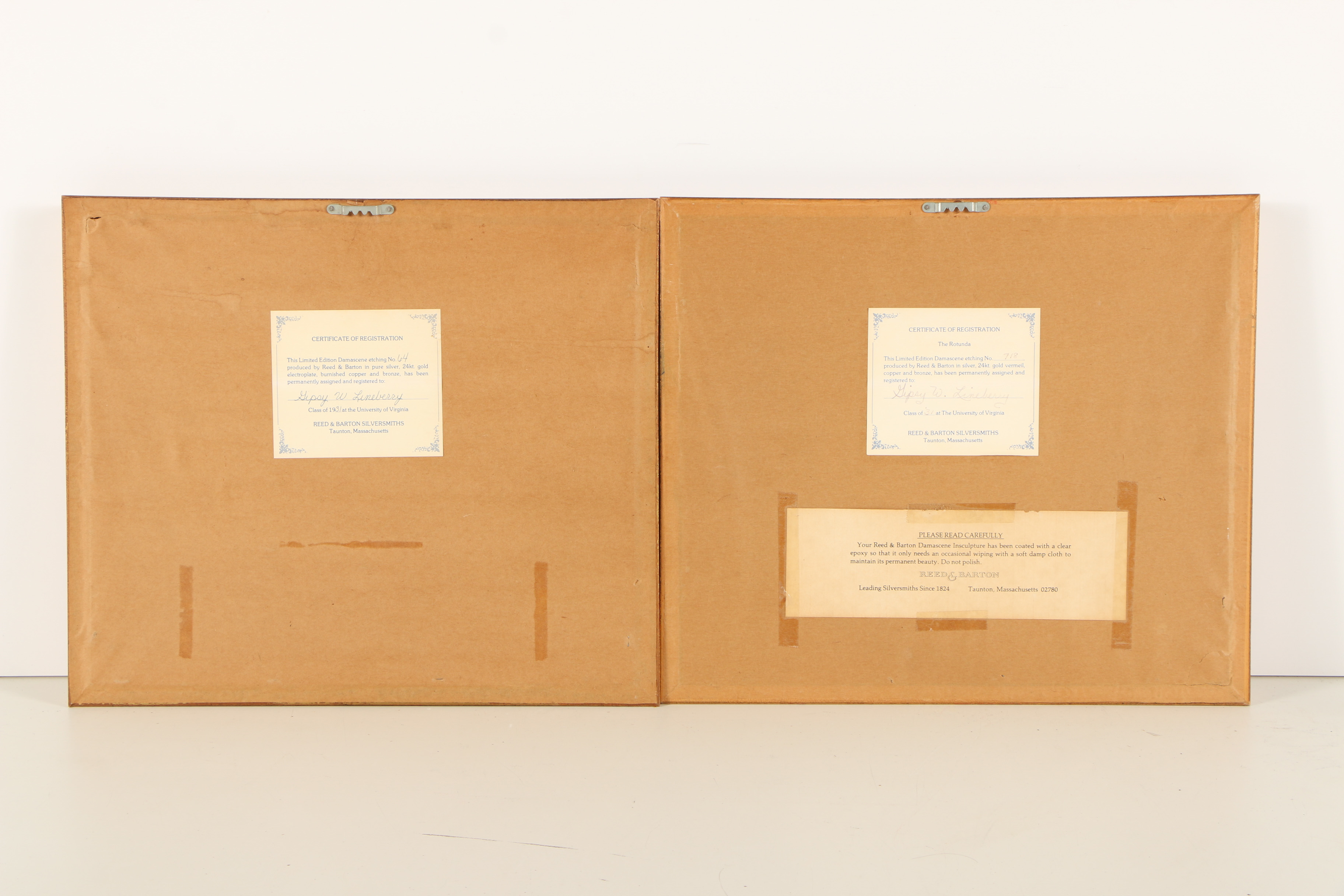 Reed & Barton Damascene University of Virginia Etchings