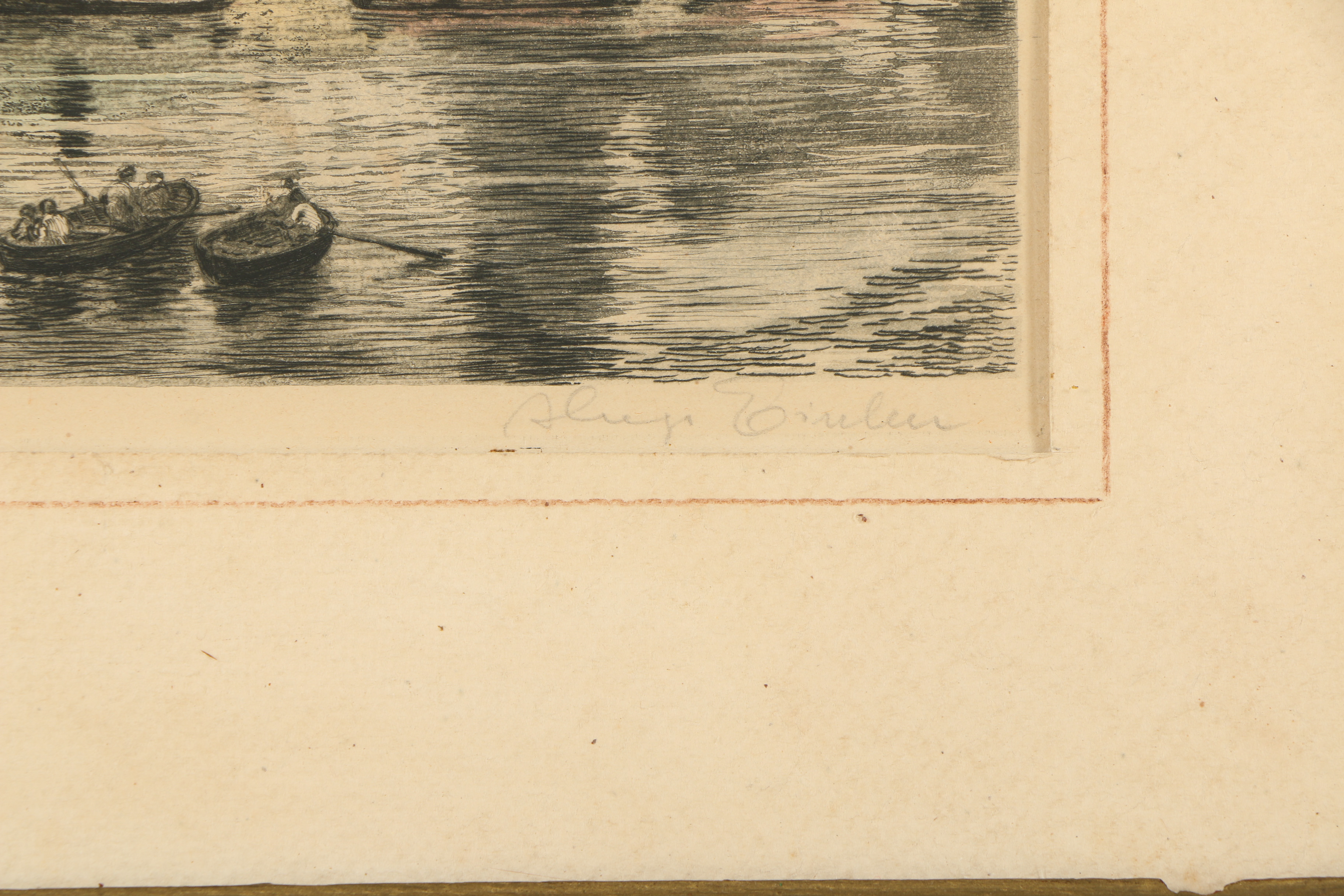 Hand-Colored Etching Main River Frankfort