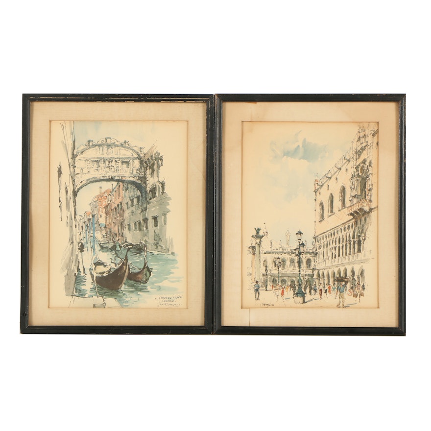 Two Offset Lithographs After Paintings of Venice