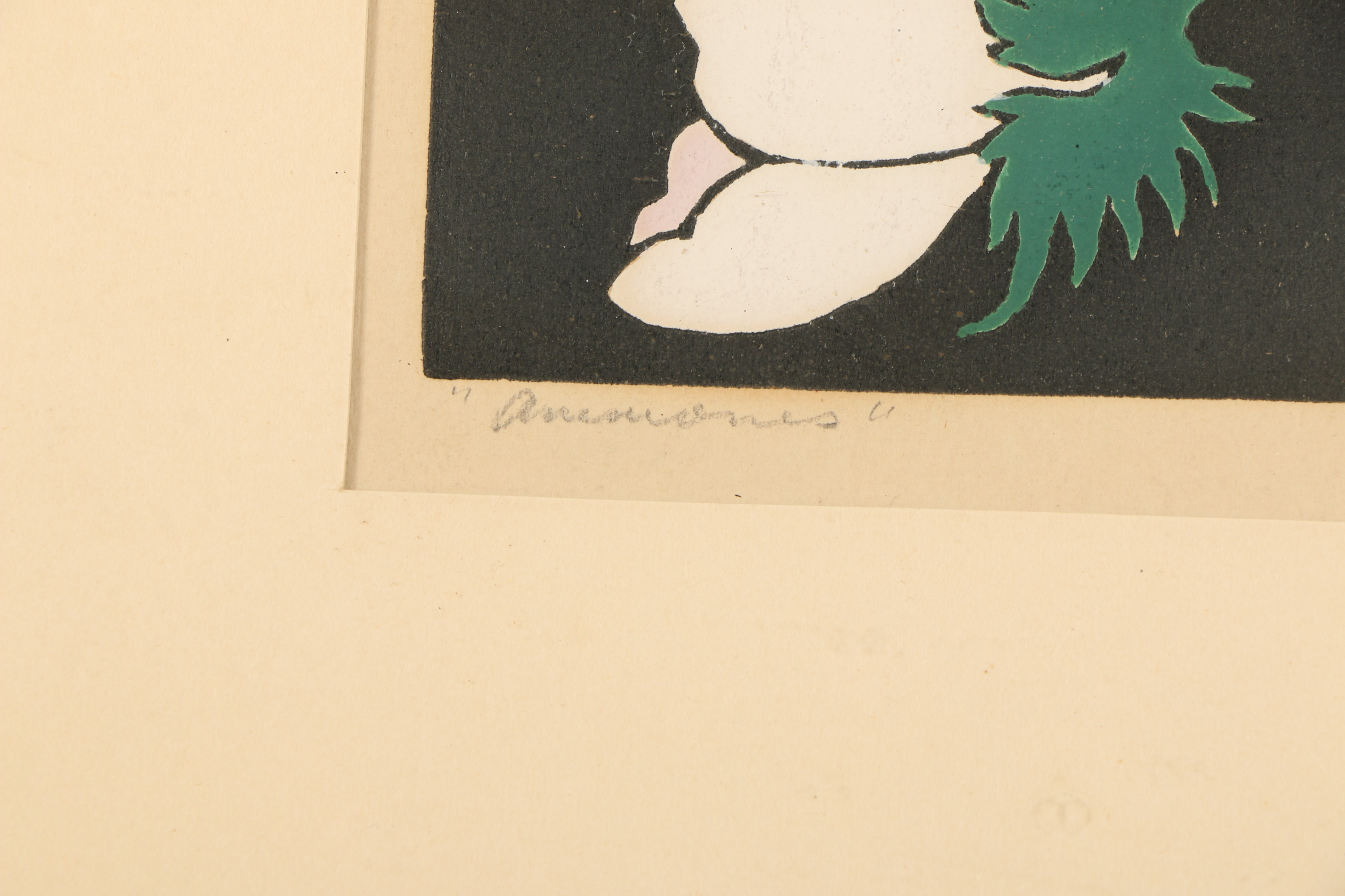Hall Thorpe Color Woodcut Print "Anemones"