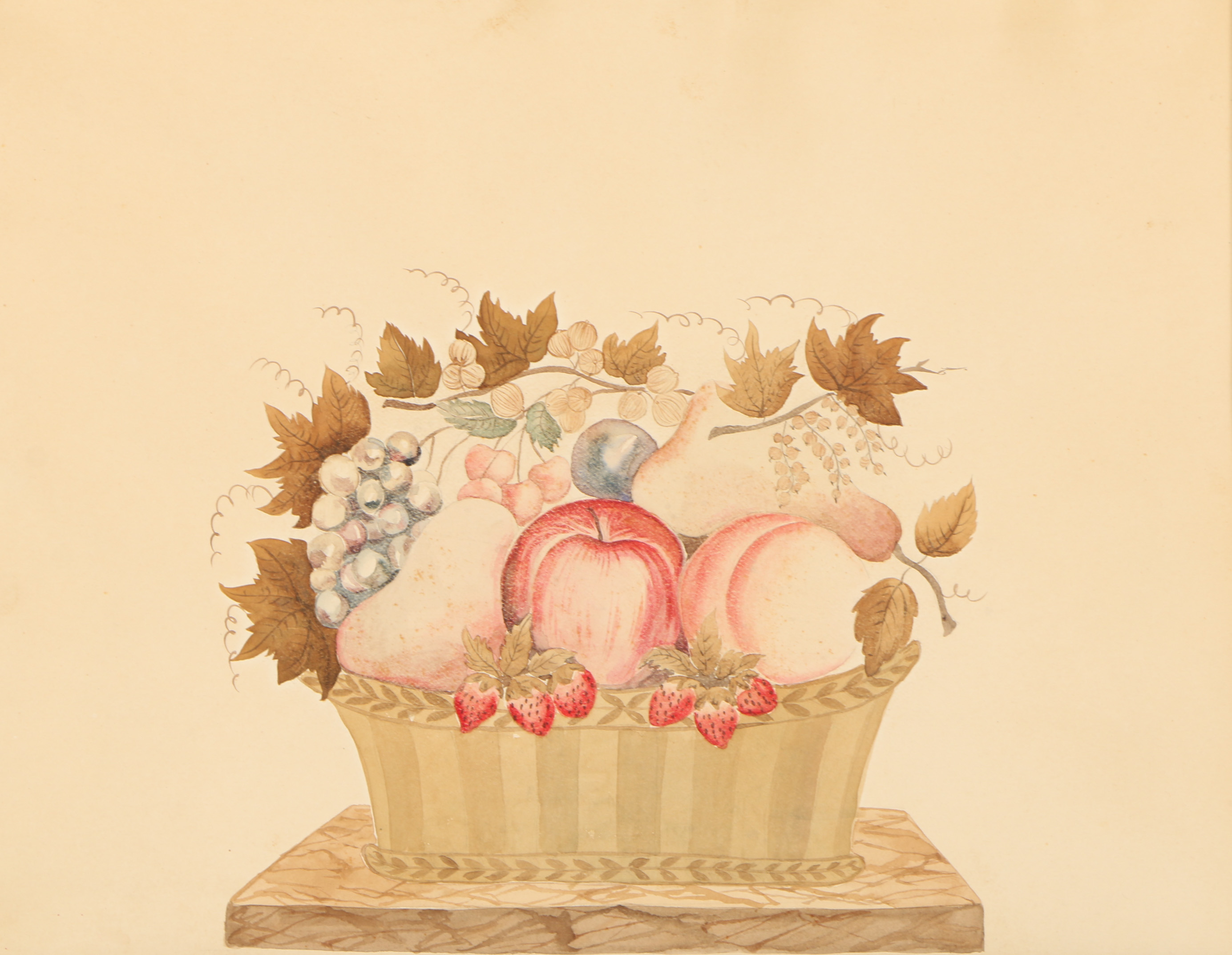 Watercolor Painting of Basket of Fruit