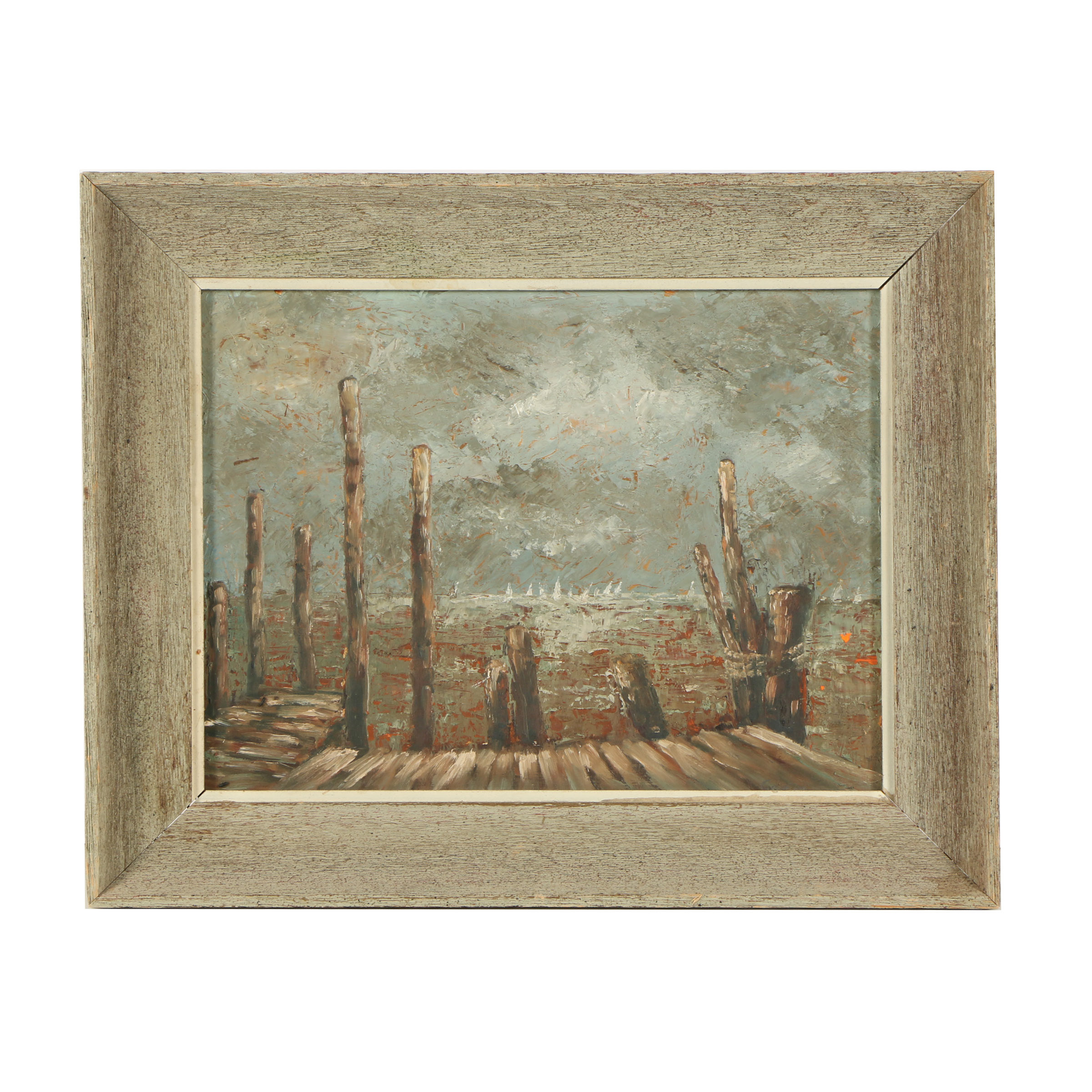 Oil Painting View From a Dock