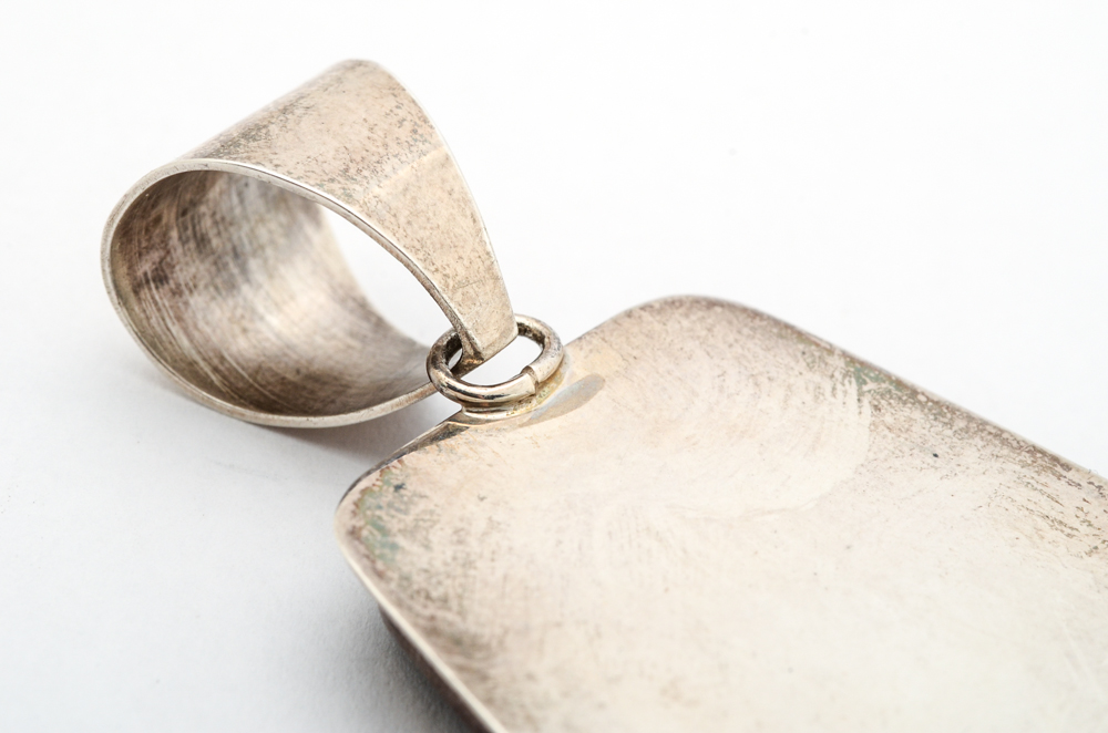 Ellouise Padilla Kiwa Turquoise and Onyx Inlaid Pendant for Sunrise Jewelers