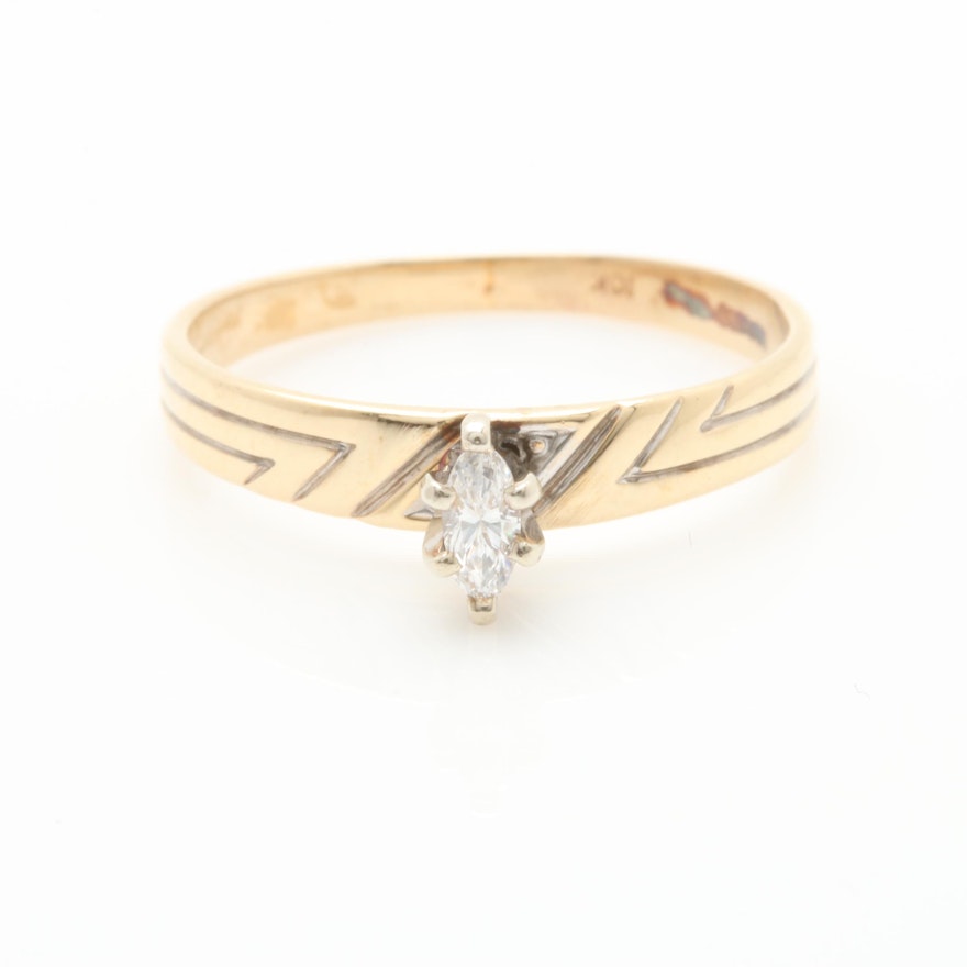 10K Yellow Gold Diamond Solitaire Ring