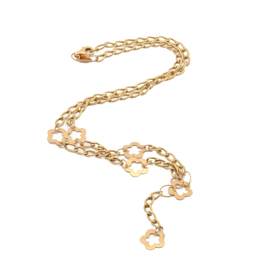 18K Yellow Gold Italian Chain Link Necklace