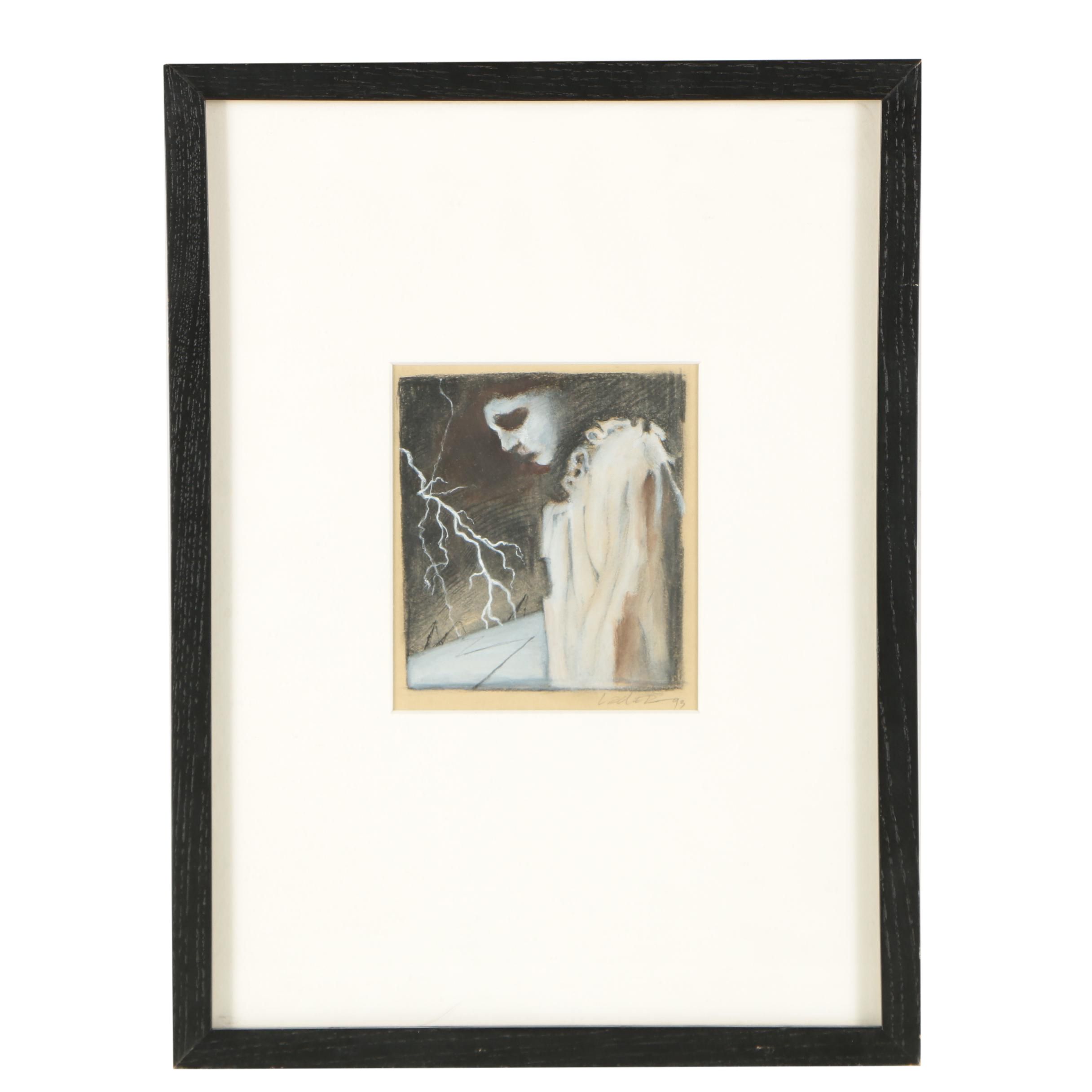 Deborah Maris Lader Mixed Media Drawing "Man's Folly"