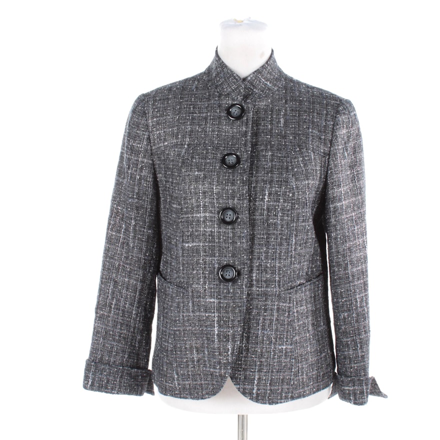 Women's Lafayette 148 New York Grey Wool Blend Suit Jacket