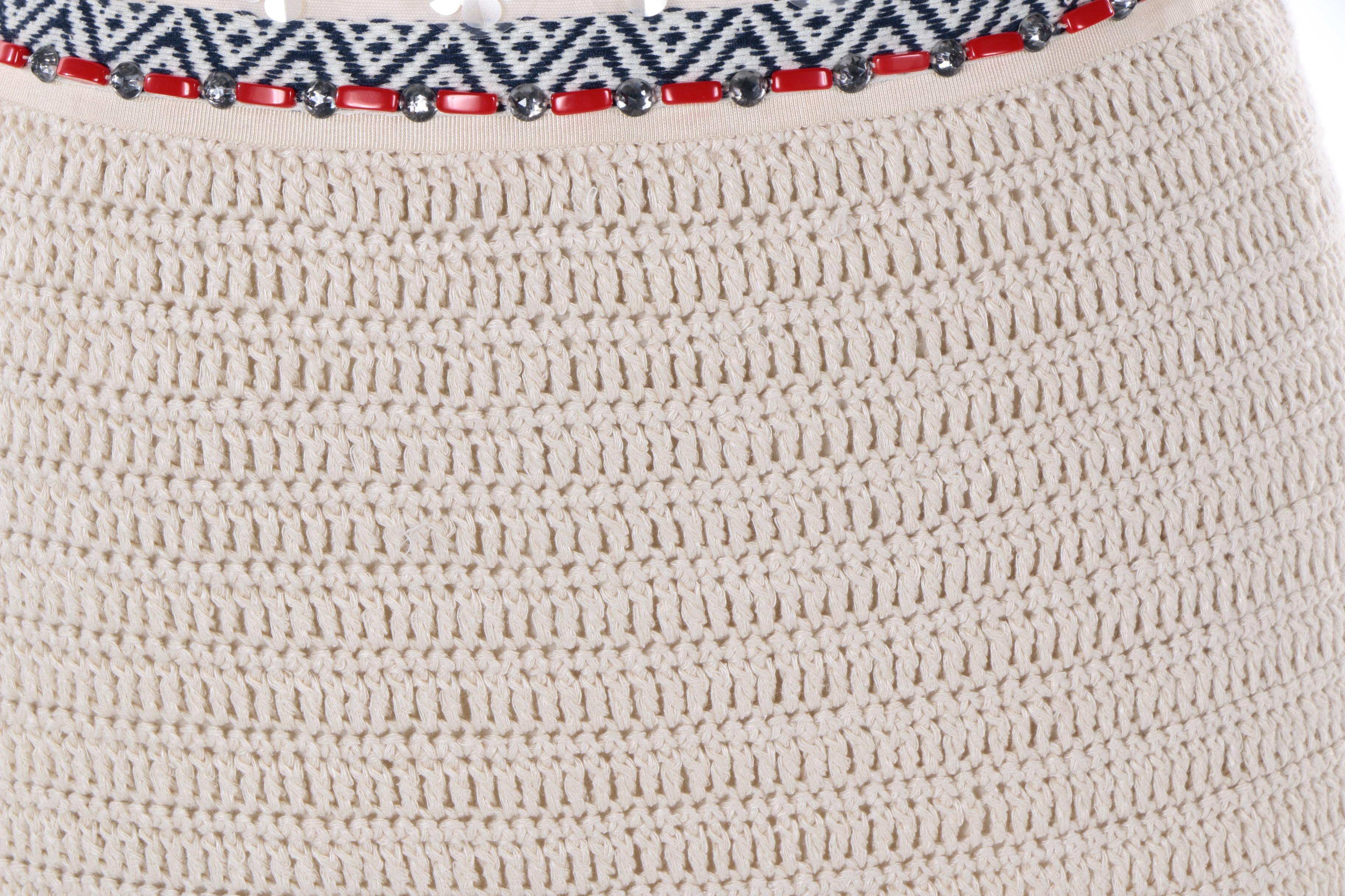 Tory Burch Donovan Embellished Crochet Knit Skirt NTW