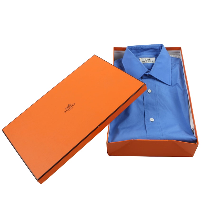 Hermès French Blue Cotton Dress Shirt