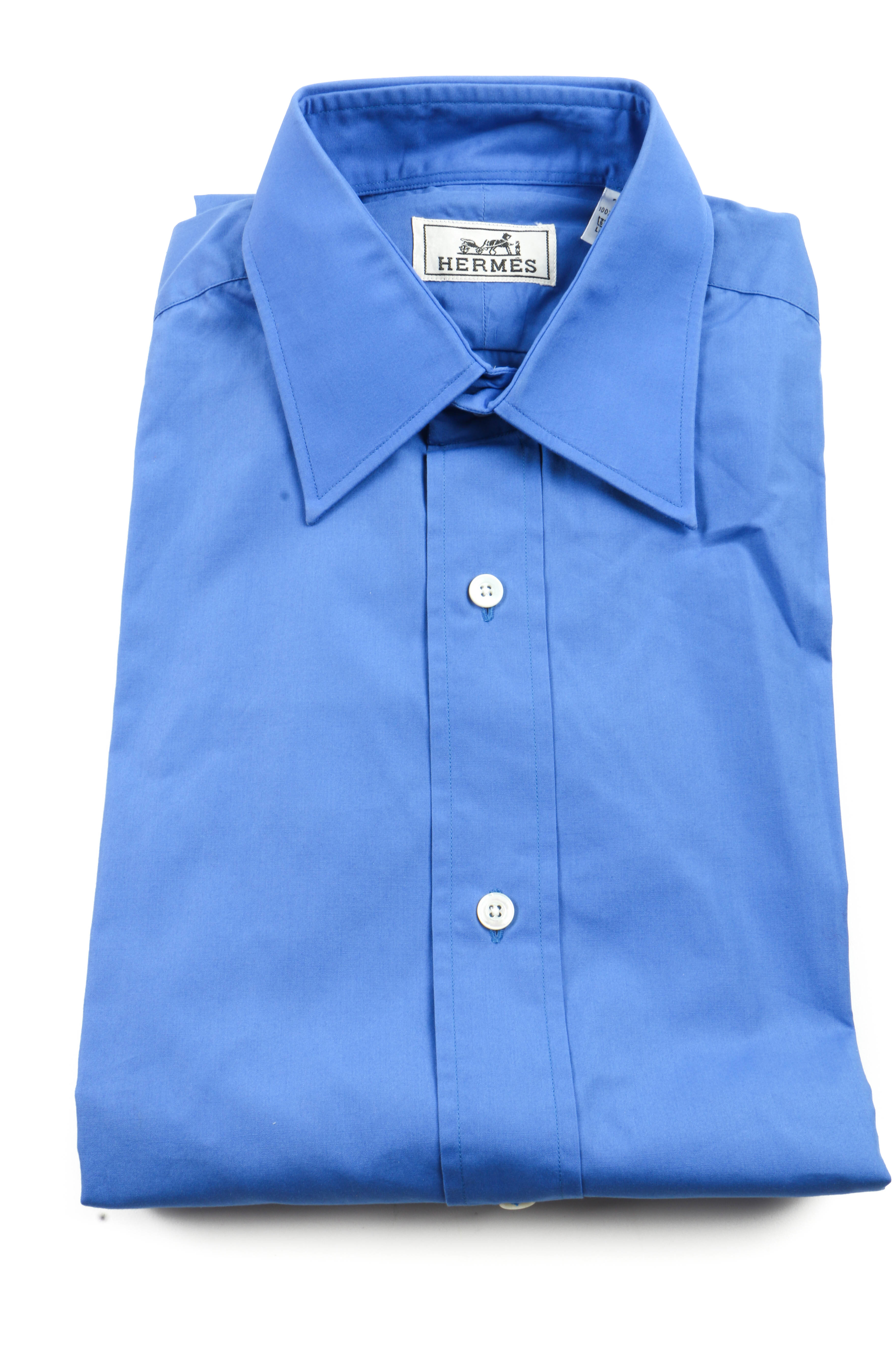 Hermès French Blue Cotton Dress Shirt