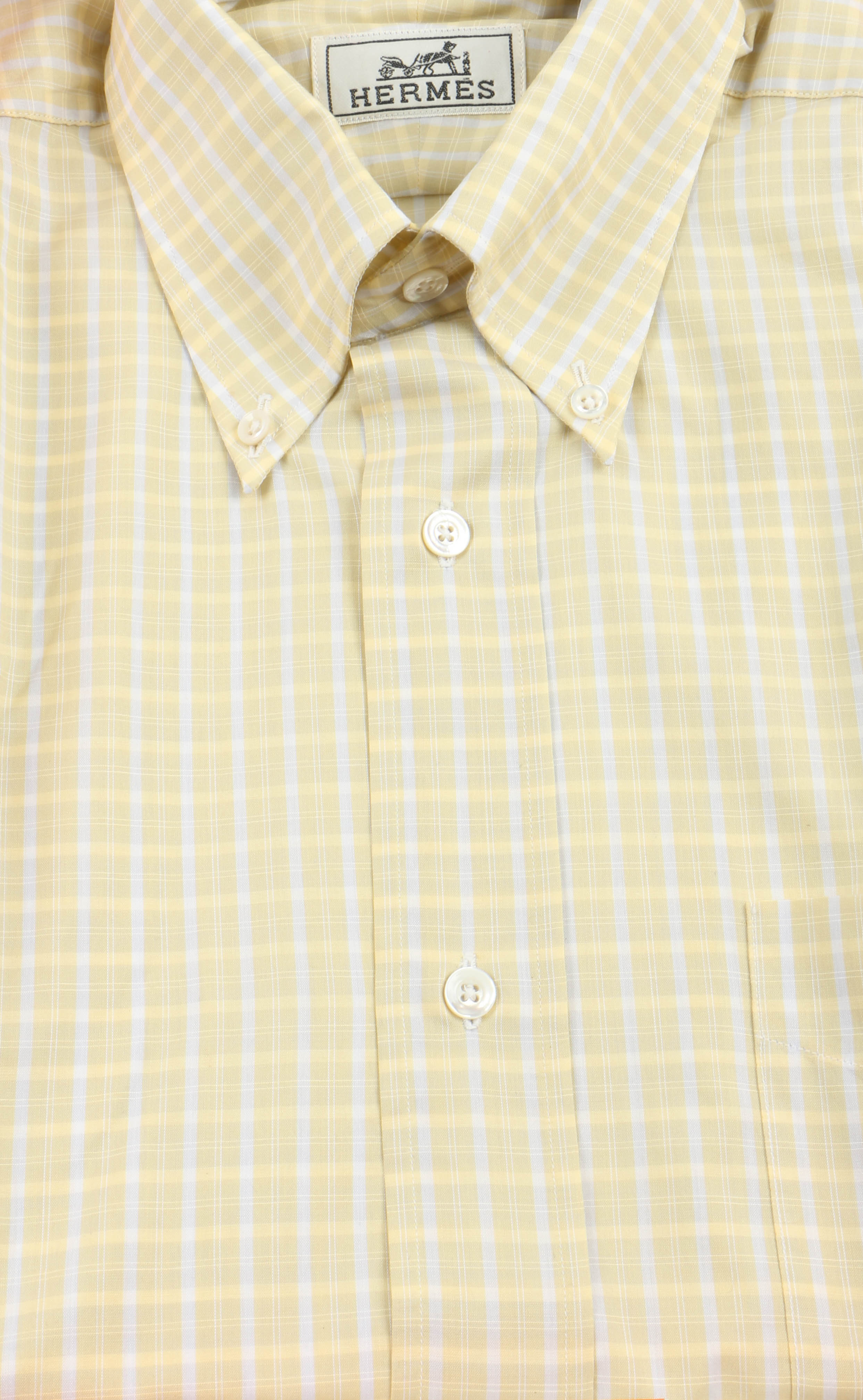Hermès Yellow Plaid Button Down Dress Shirt
