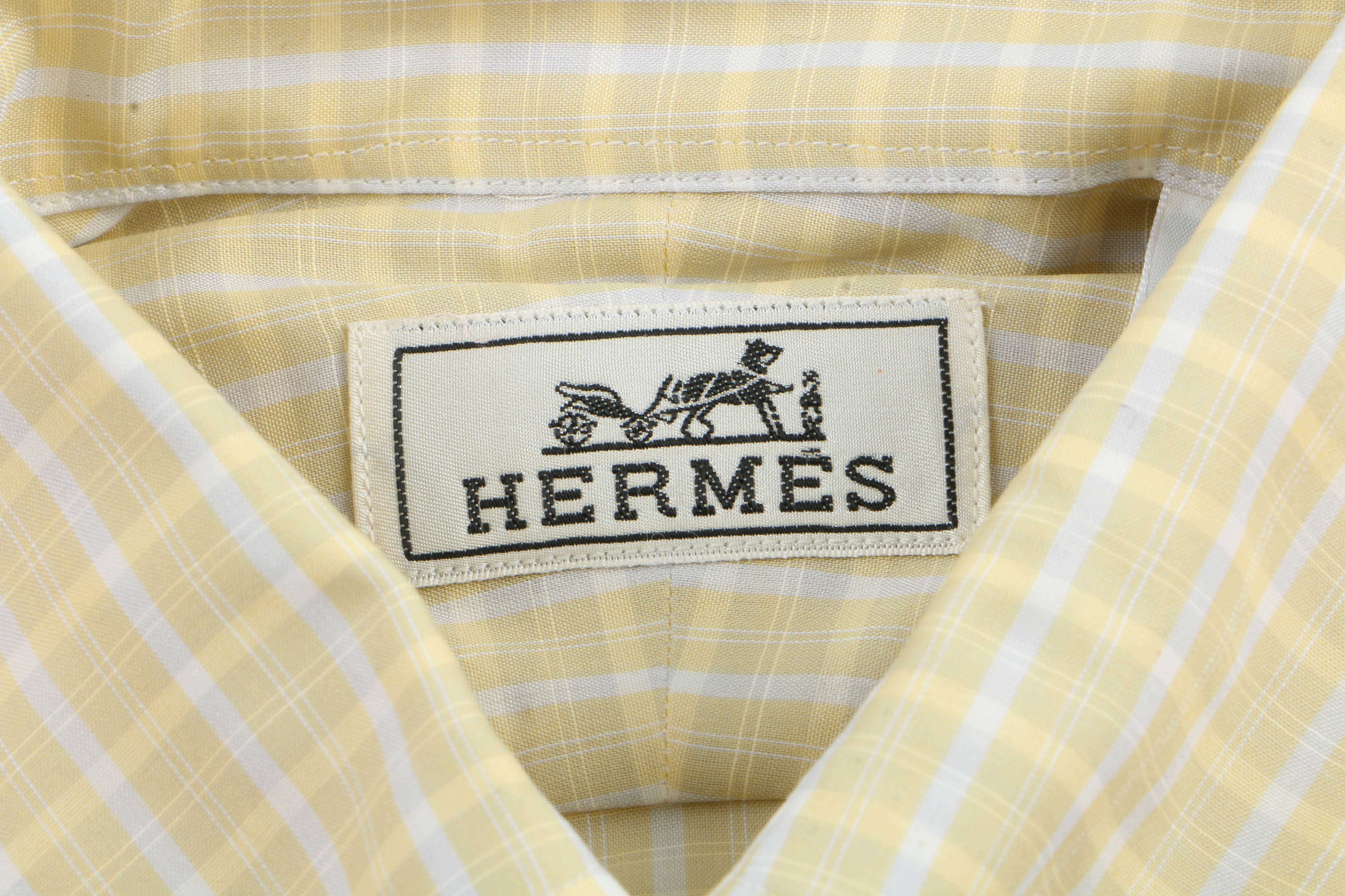 Hermès Yellow Plaid Button Down Dress Shirt