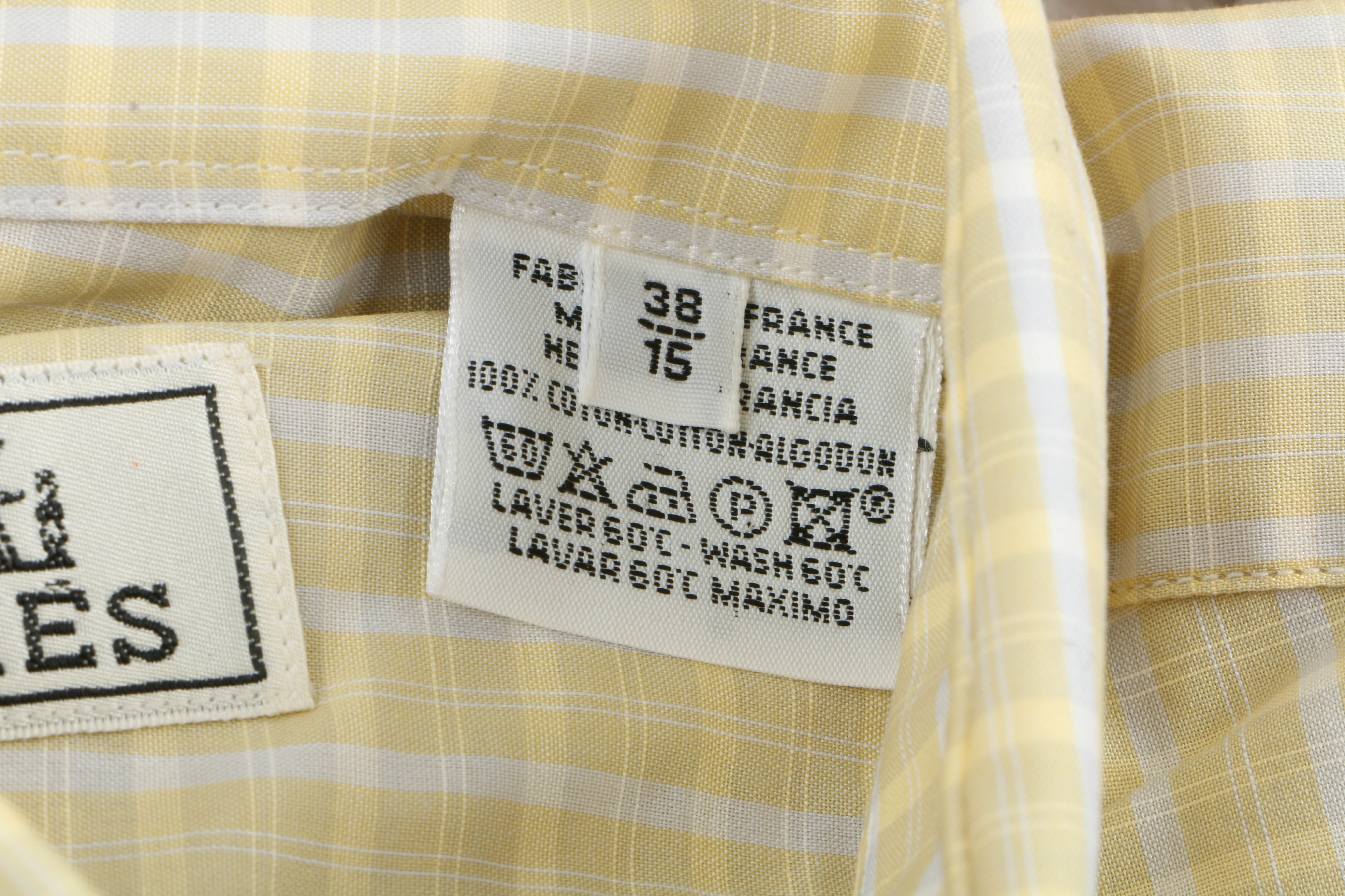 Hermès Yellow Plaid Button Down Dress Shirt