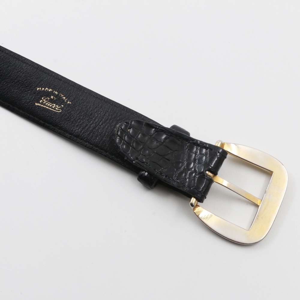 Three Gucci Mens Crocodile and Lizard Skin Belts