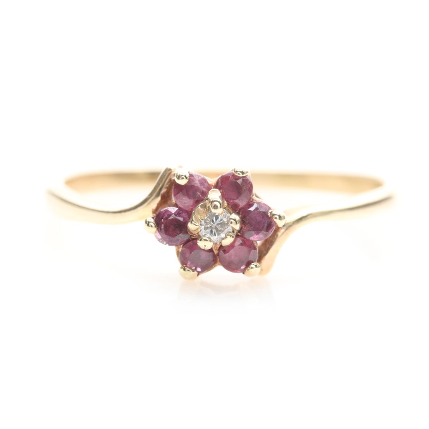 10K Yellow Gold Ruby and Diamond Ring