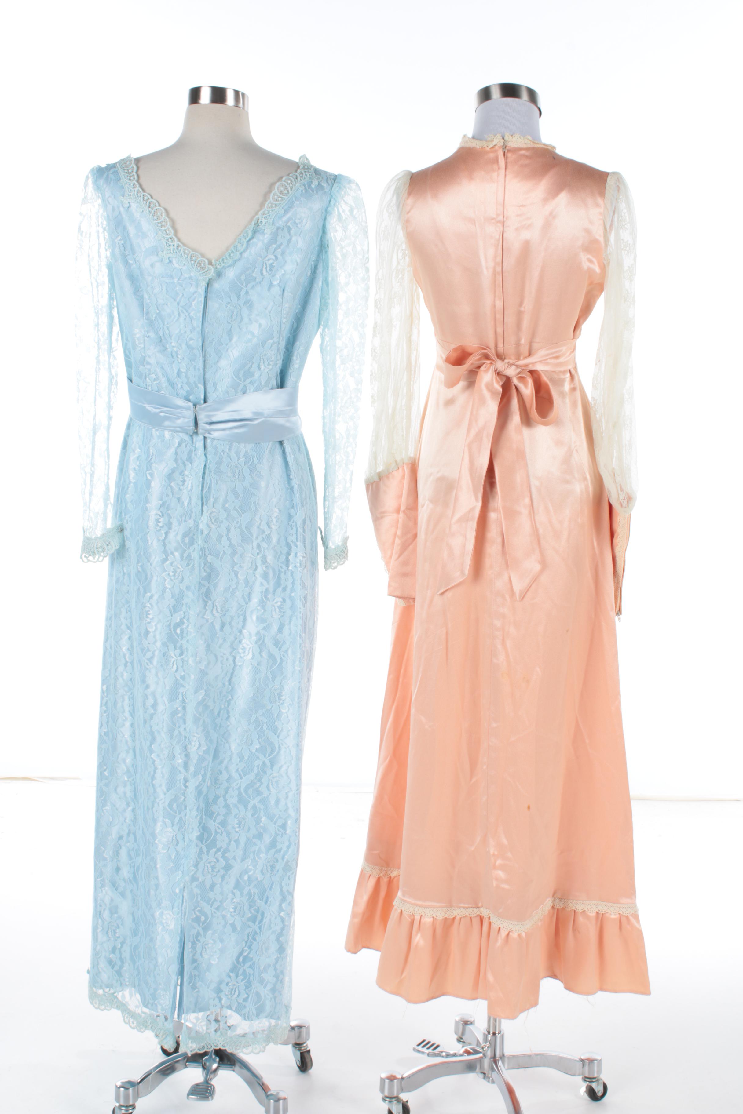 Vintage Lace and Satin Formal Dresses