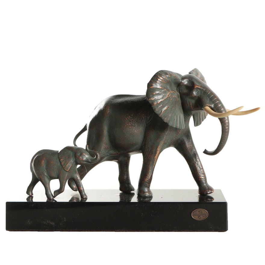 John Perry Resin Sculpture of Elephants