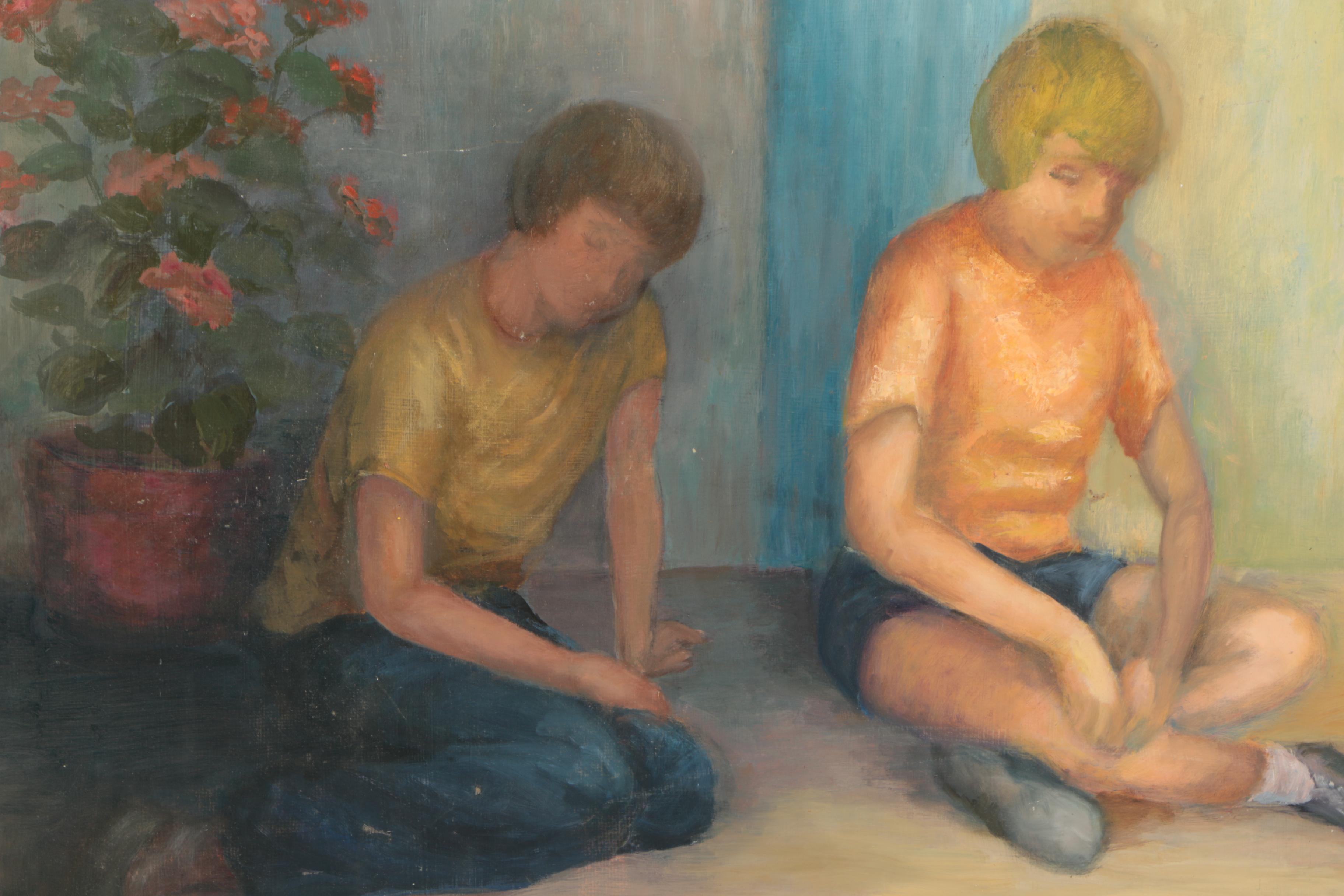 Oil Painting of Two Seated Figures