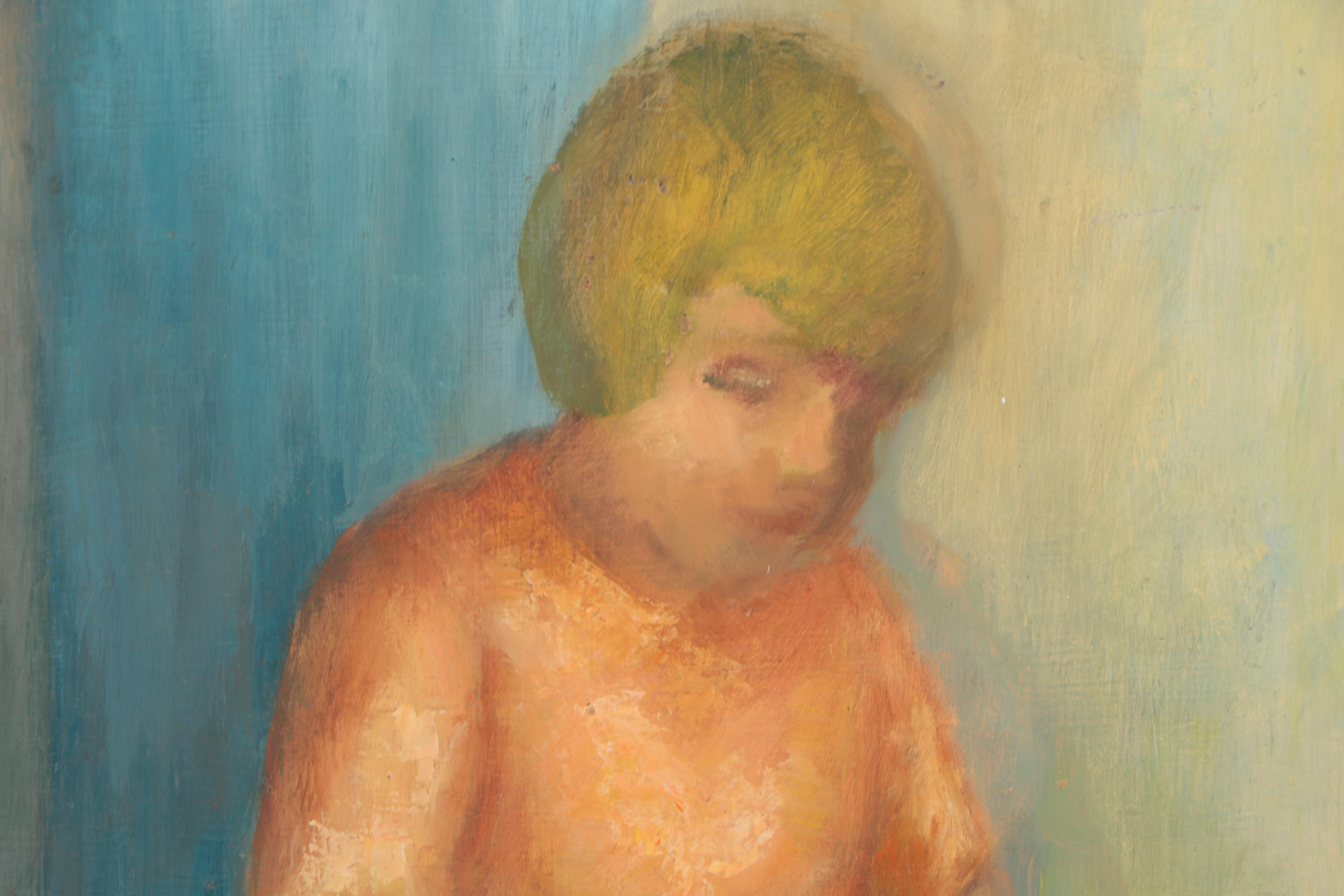 Oil Painting of Two Seated Figures