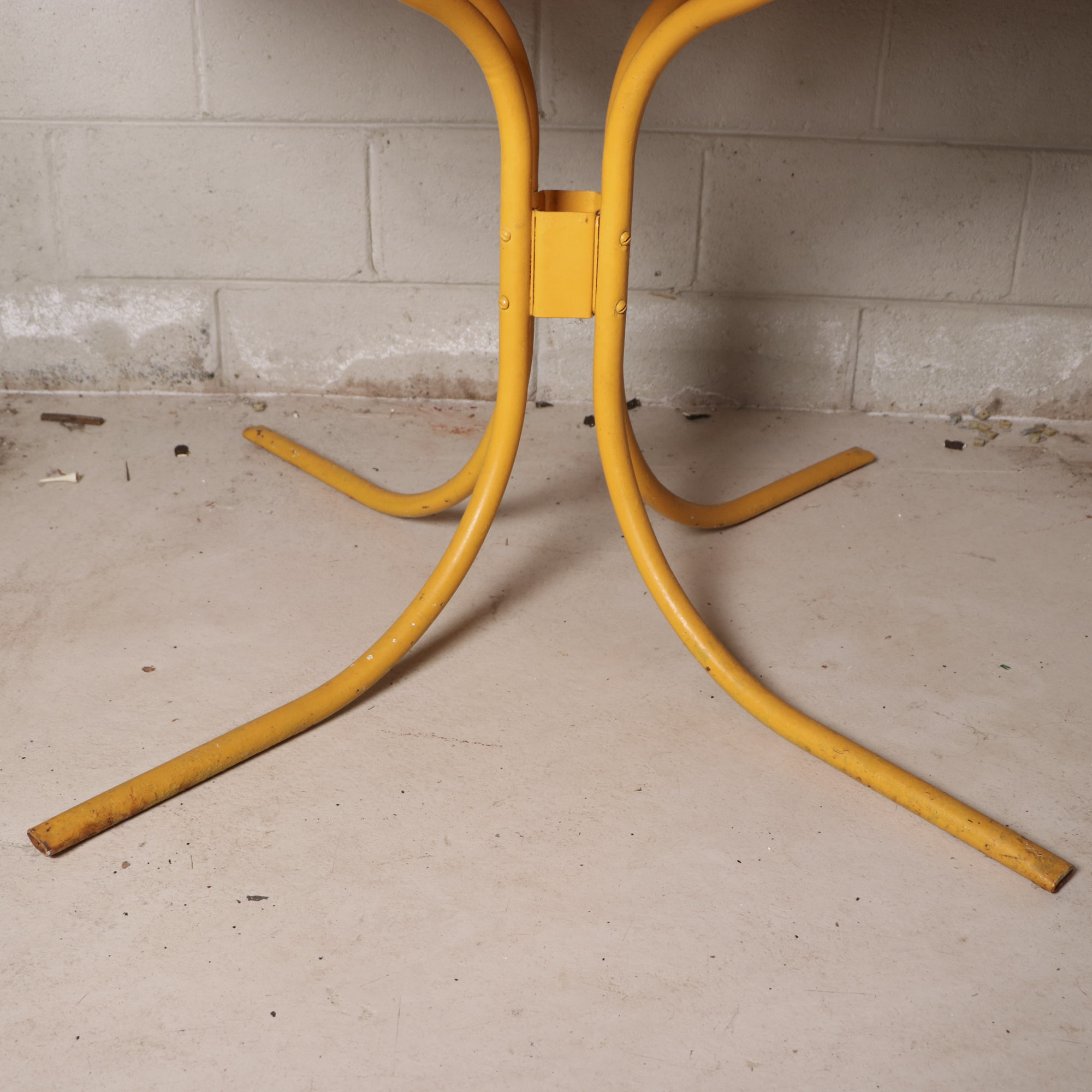 Mid Century Modern Yellow Metal Patio Table