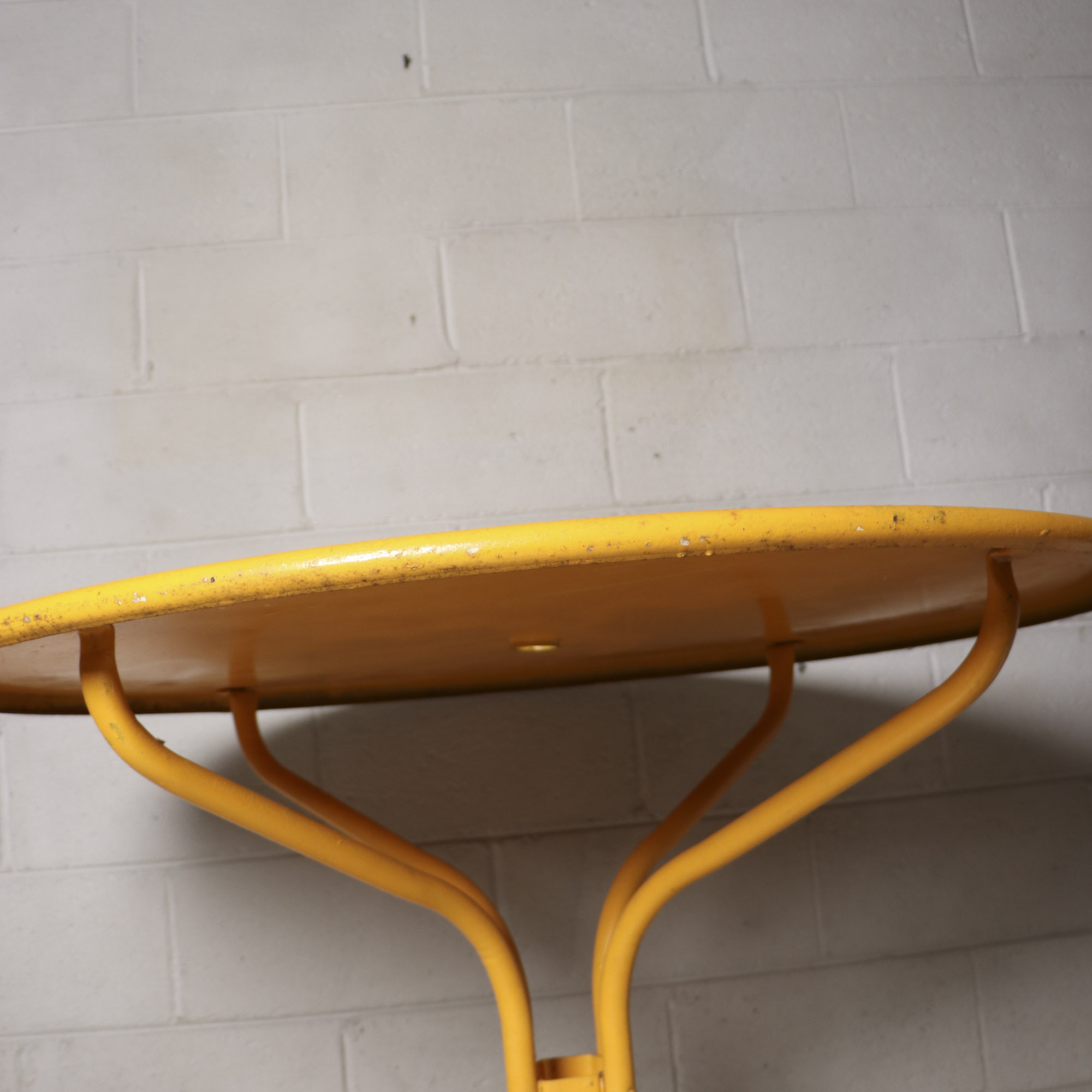 Mid Century Modern Yellow Metal Patio Table