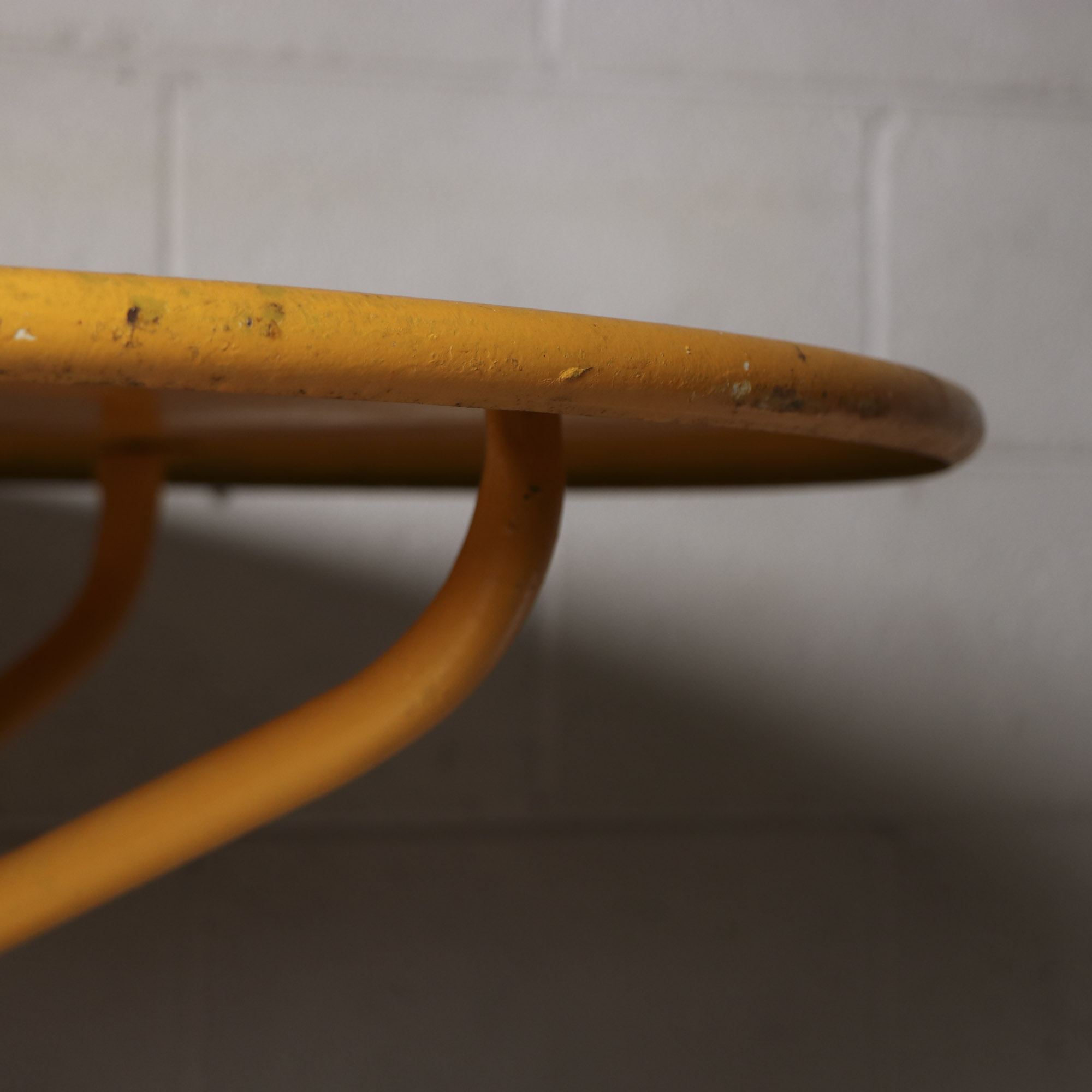 Mid Century Modern Yellow Metal Patio Table