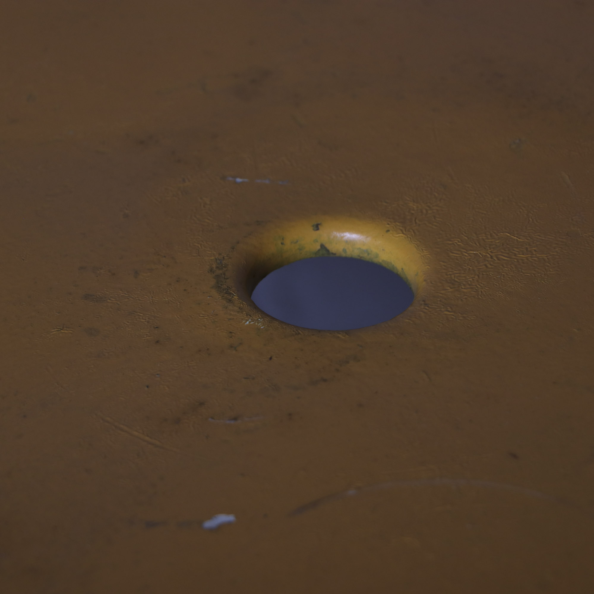 Mid Century Modern Yellow Metal Patio Table