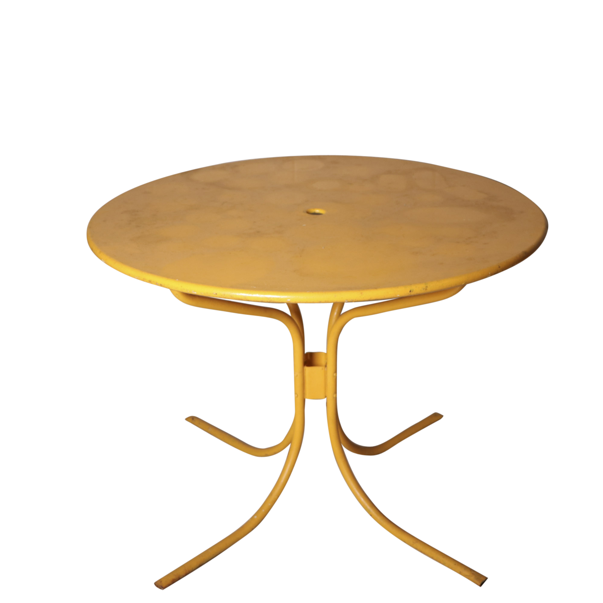 Mid Century Modern Yellow Metal Patio Table