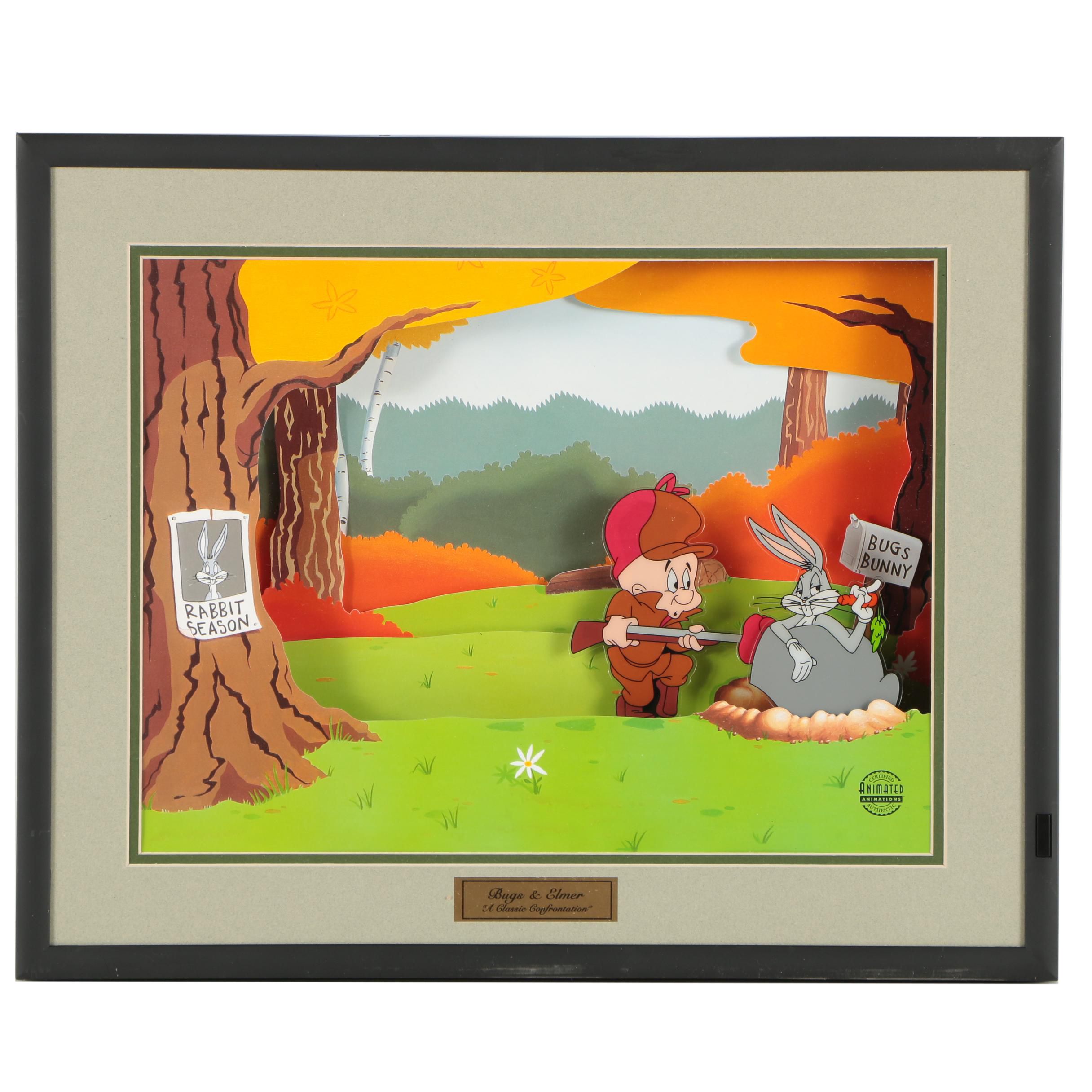 Bugs Bunny & Elmer Fudd Electronic Animation Cel "A Classic Confrontation"