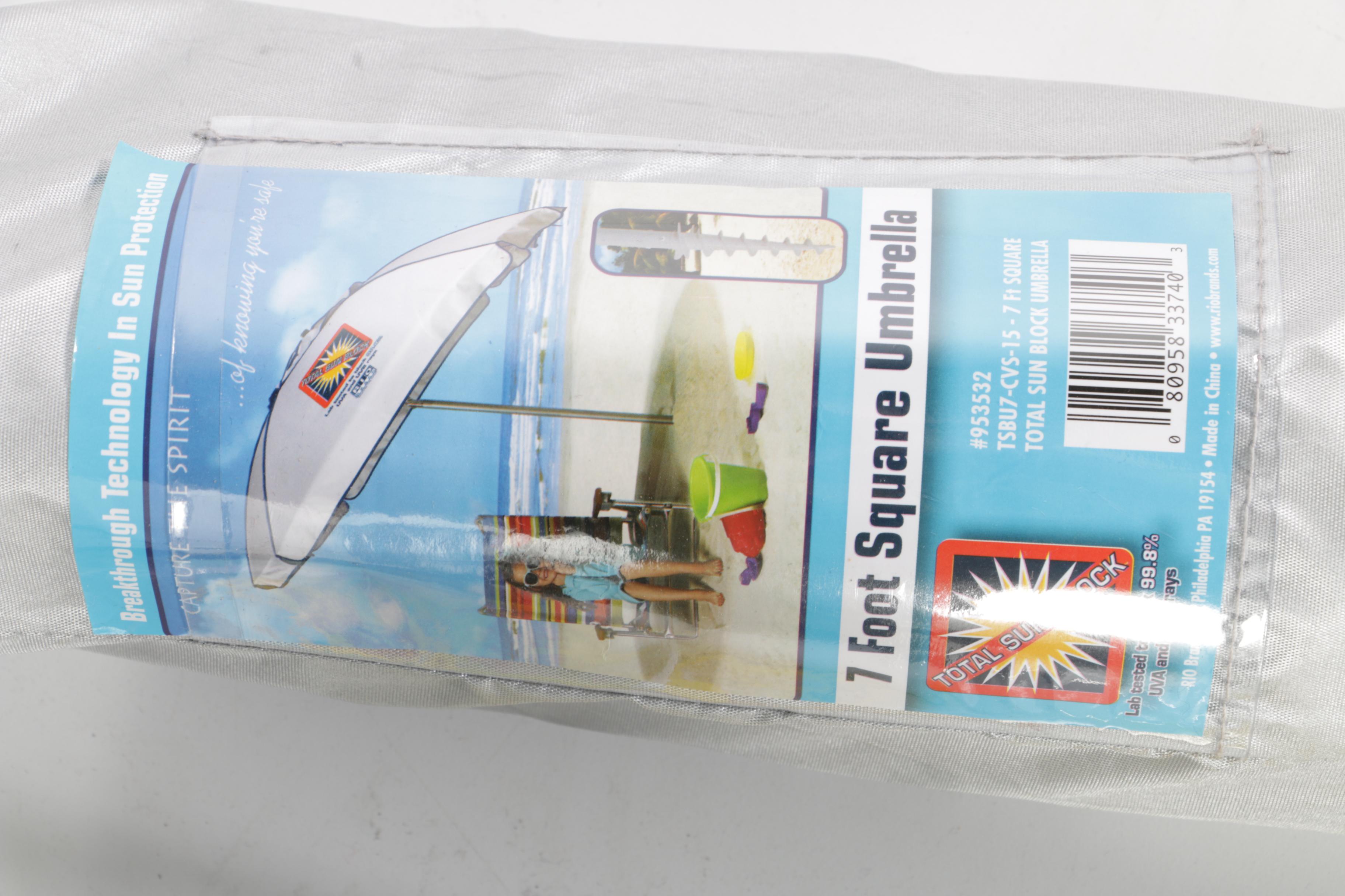 Total Sunblock Beach Umbrella with Sand Anchor