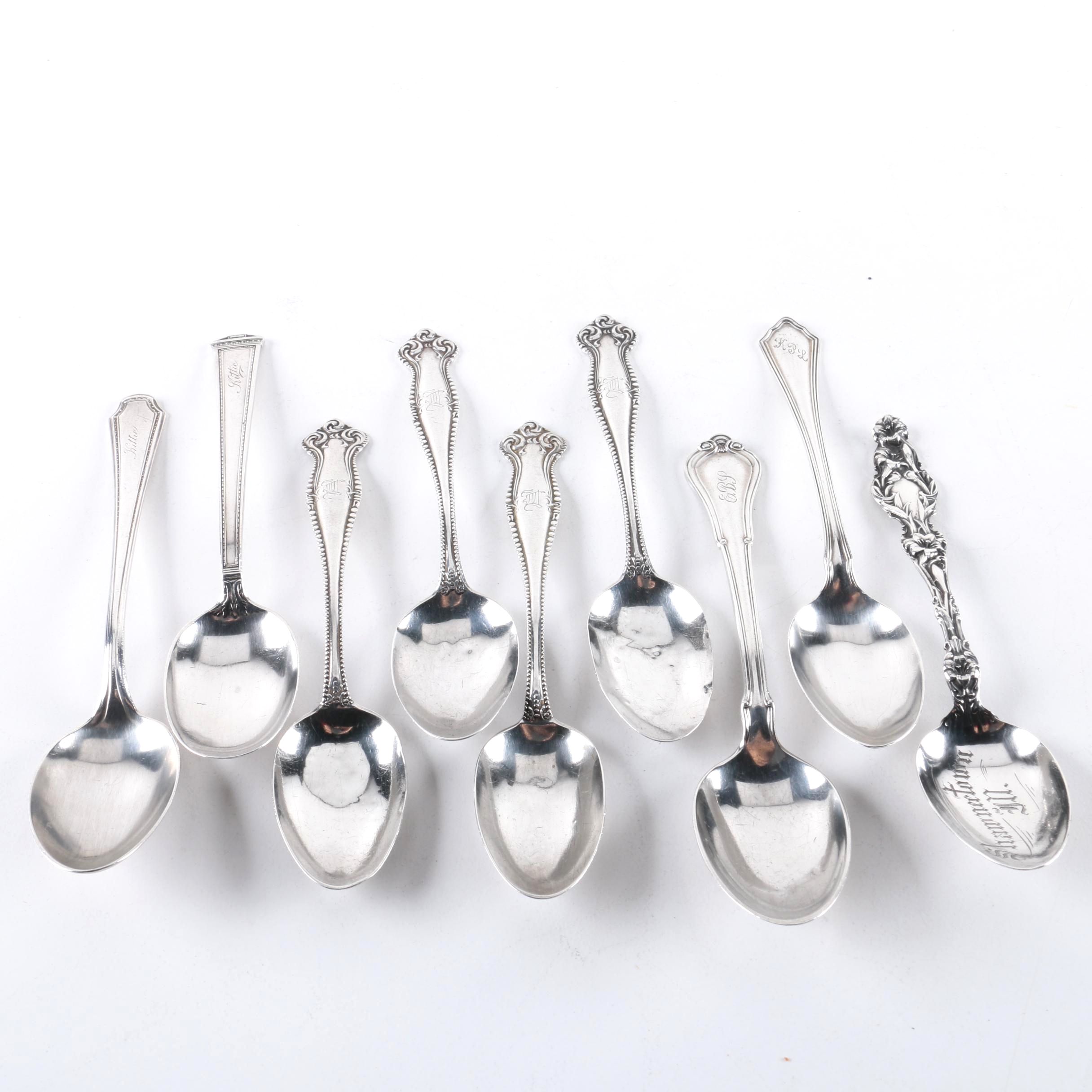 Whiting Manufacturing Co. "Lily" Teaspoon with Other Sterling Spoons