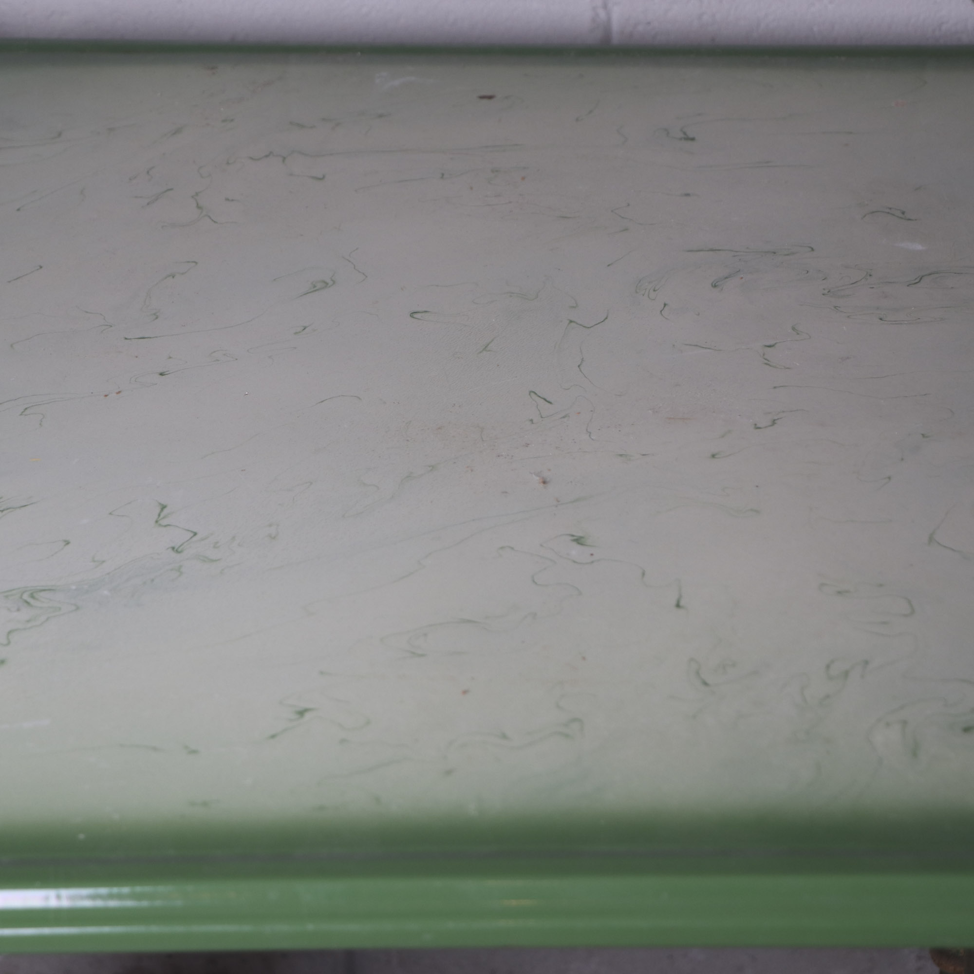 Vintage Wood Trestle Table with Enameled Tin Top