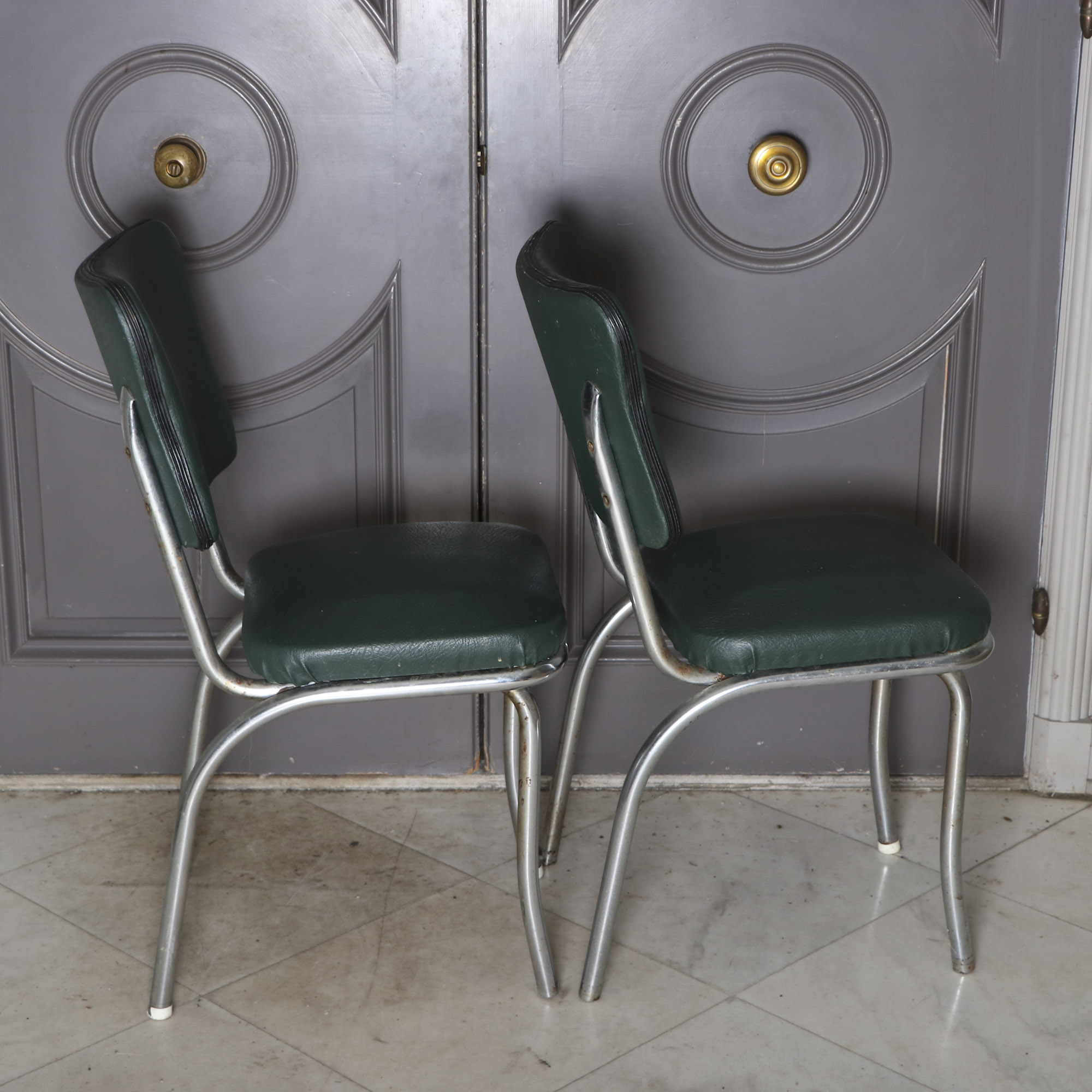 Four 1950s Chrome and Vinyl Chairs