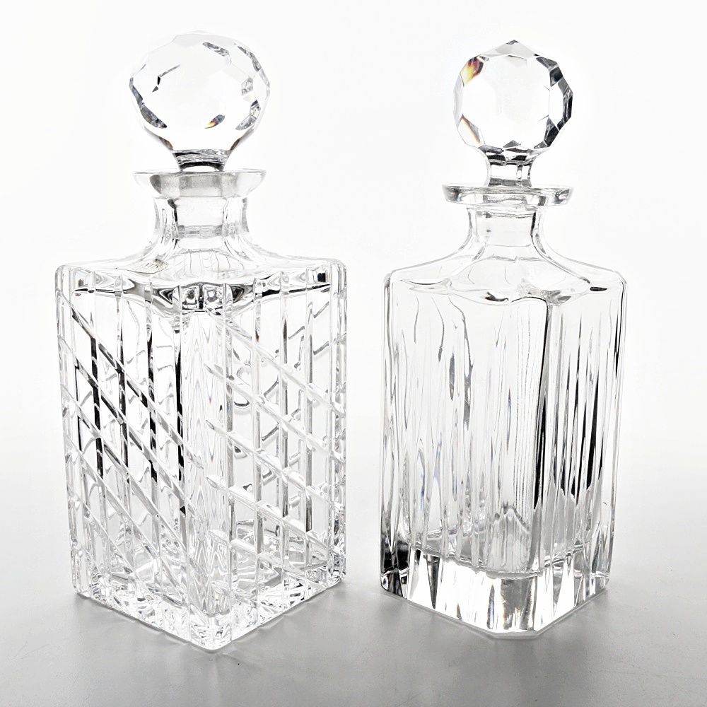 Crystal Decanters with Faceted Stoppers