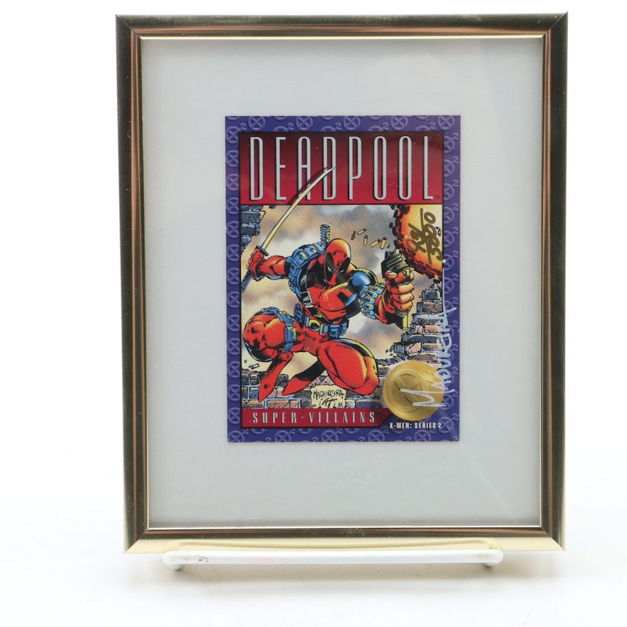 Limited Edition Framed 1993 Deadpool Trading Card Signed by Artist