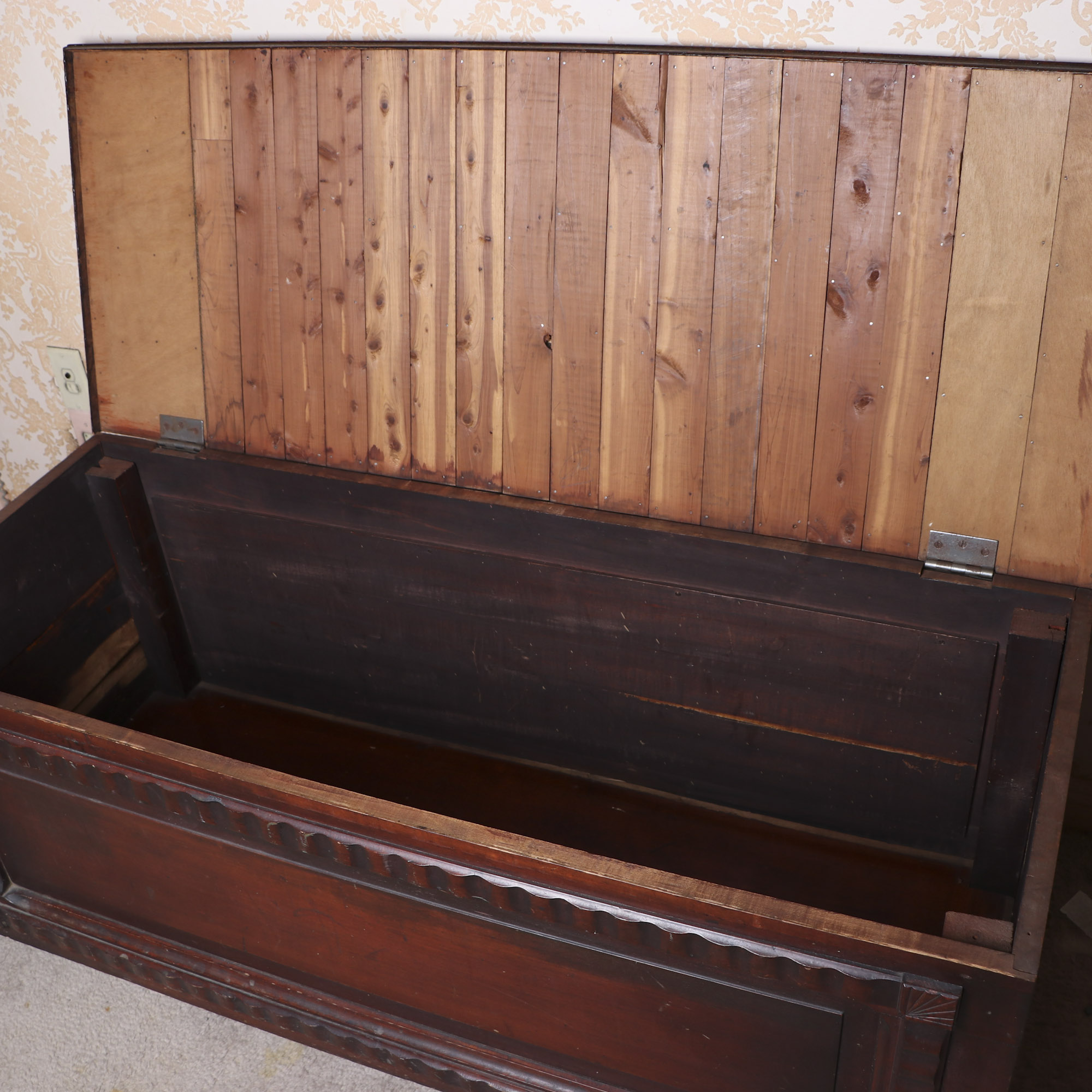 Late Victorian Carved Cedar Blanket Chest