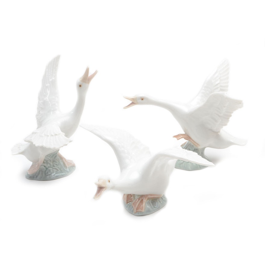 Group of Lladro Geese Figurines