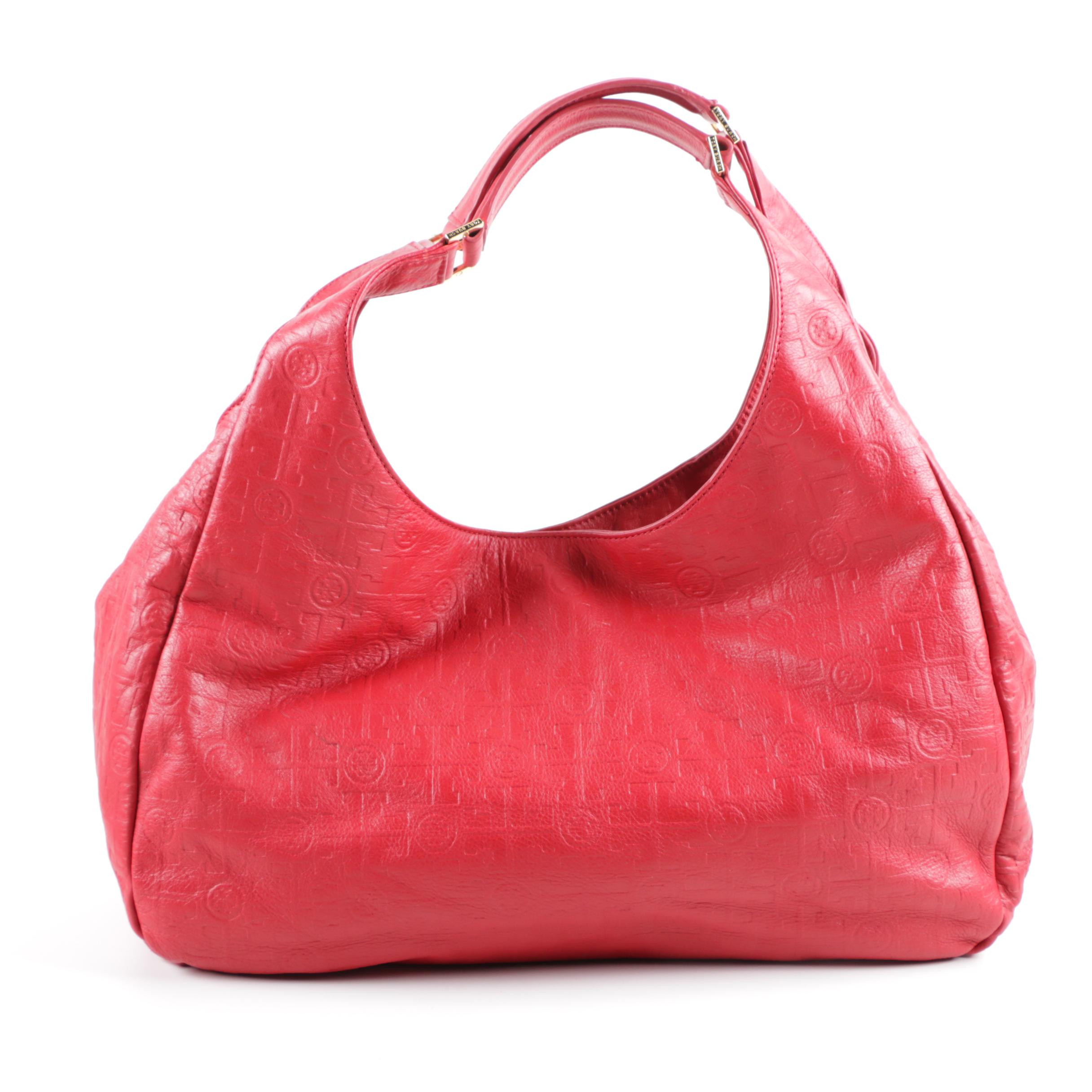 Tory Burch Monogrammed Red Leather Handbag