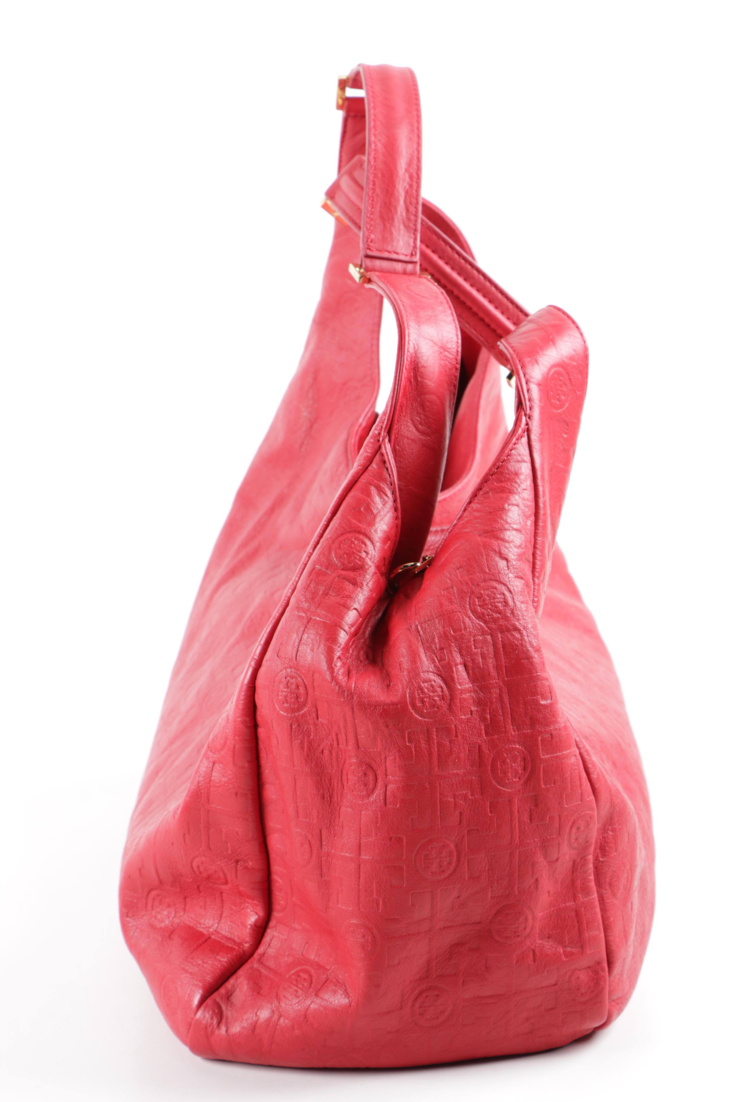 Tory Burch Monogrammed Red Leather Handbag