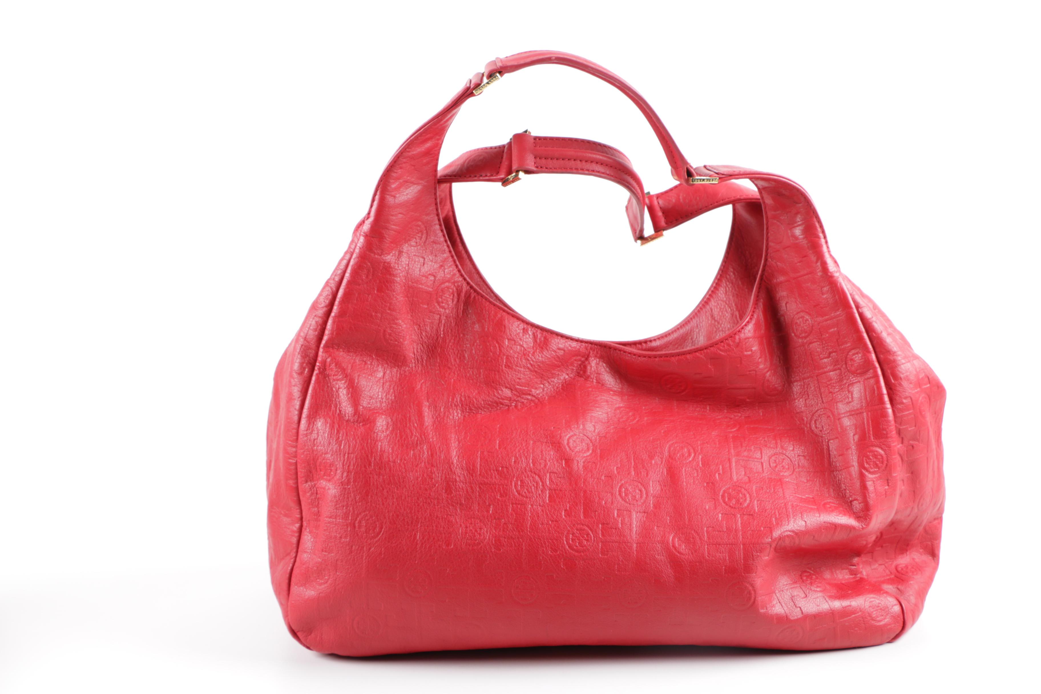 Tory Burch Monogrammed Red Leather Handbag