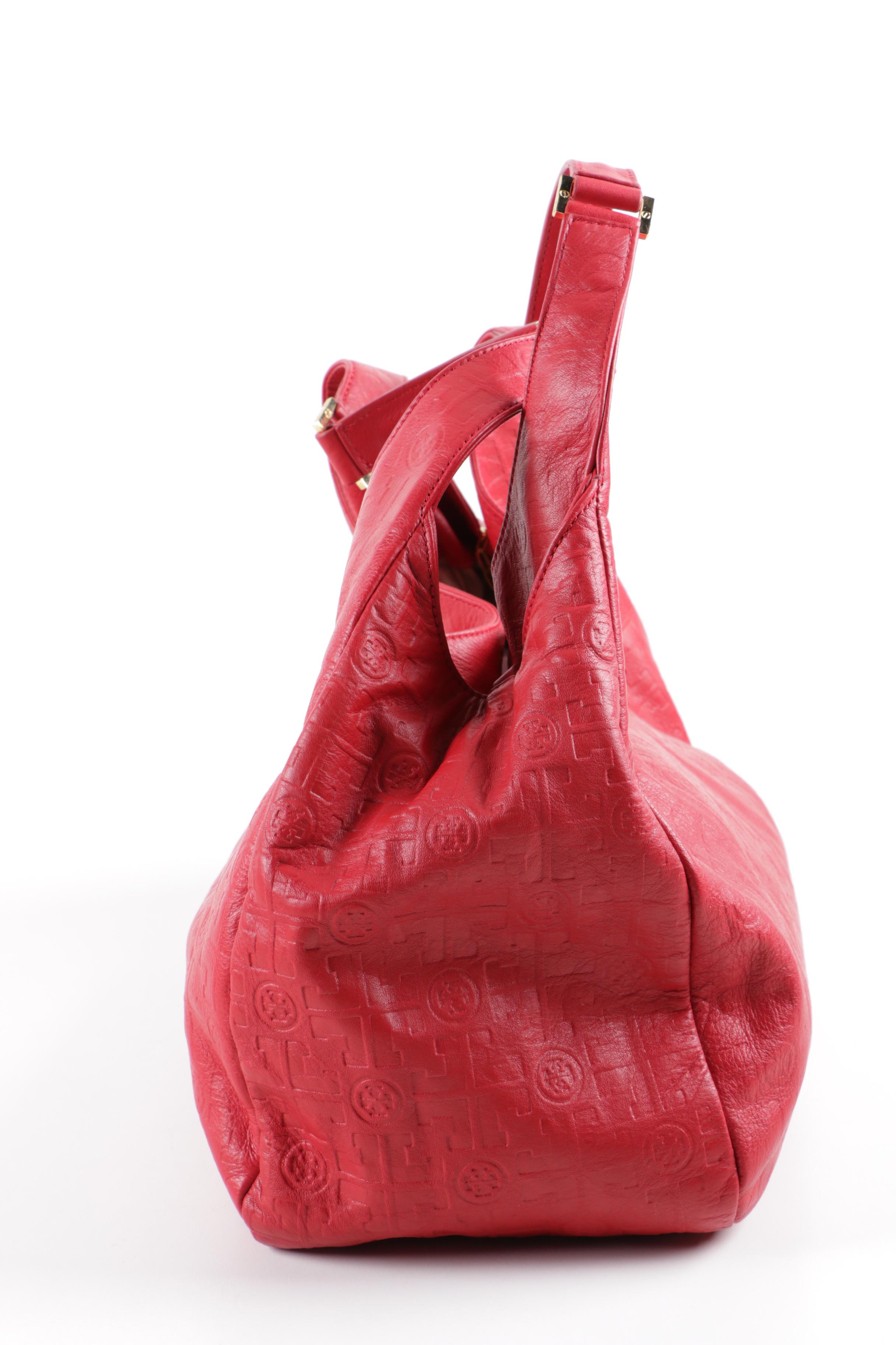 Tory Burch Monogrammed Red Leather Handbag