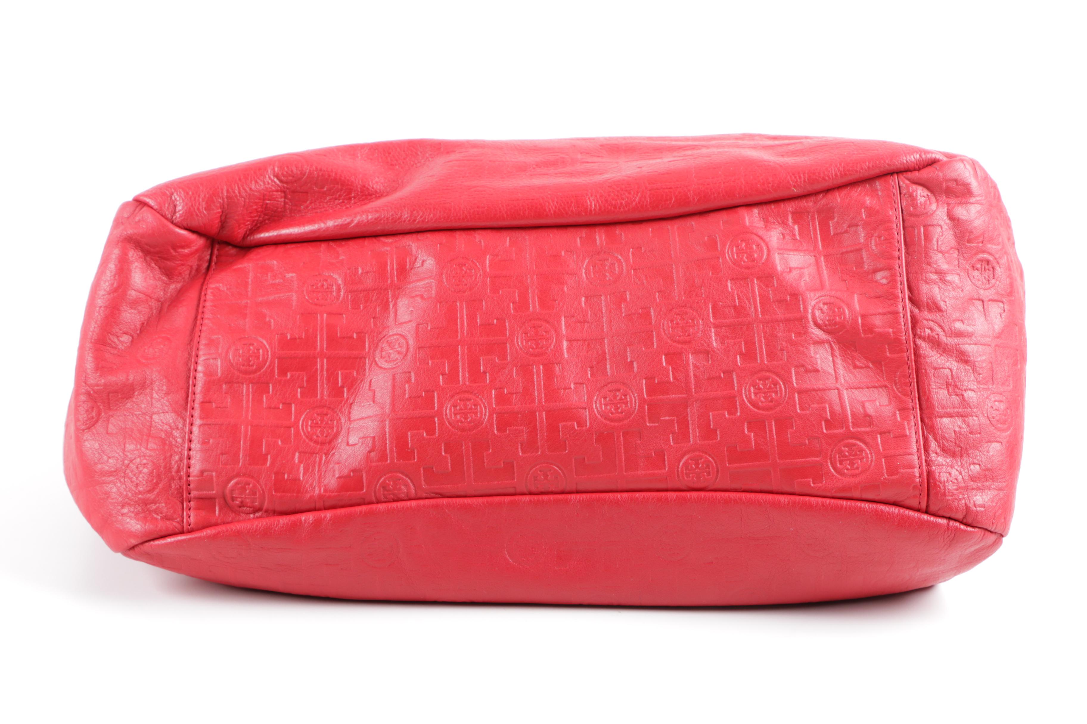 Tory Burch Monogrammed Red Leather Handbag