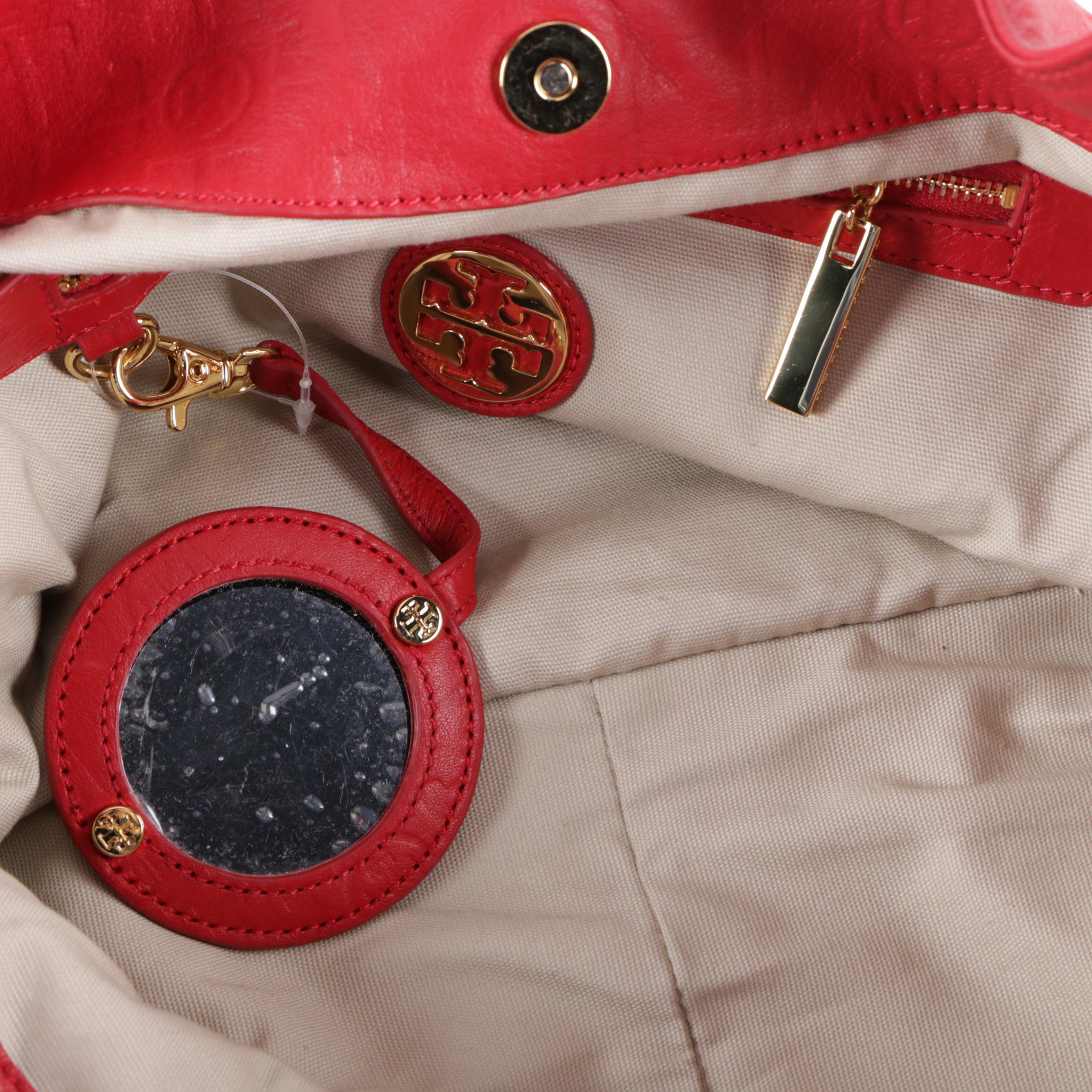 Tory Burch Monogrammed Red Leather Handbag